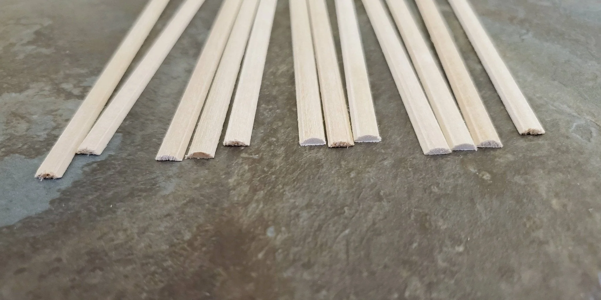 Dollhouse Miniature 6" Scrap Trim Chair Rail or Trim Molding 1/4" wide 12 Pieces 1:12 Scale Flat Back