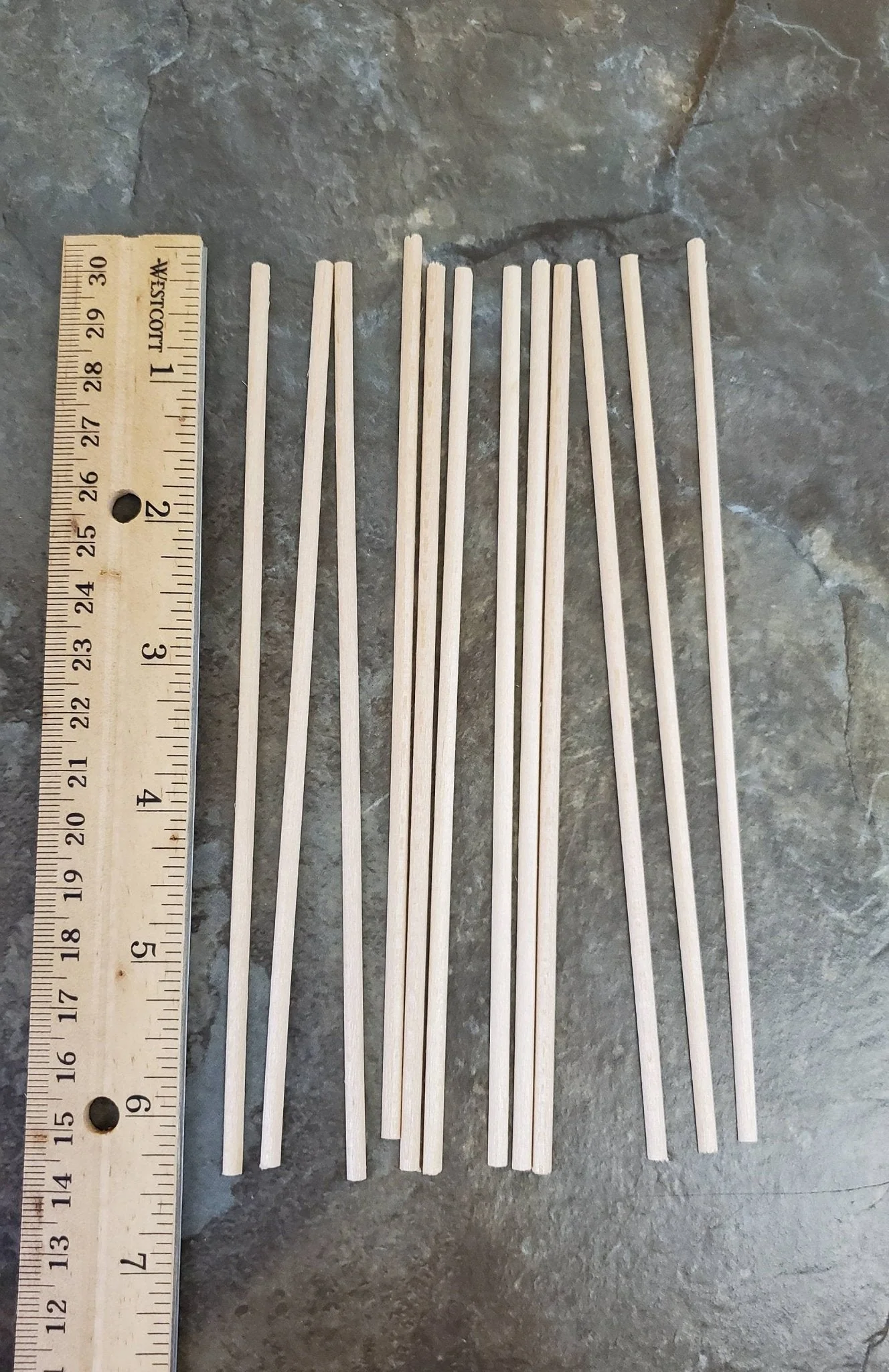Dollhouse Miniature 6" Scrap Trim Half Round 1/8" wide 12 Pieces Tiny Flat Back NE494 - Image 2