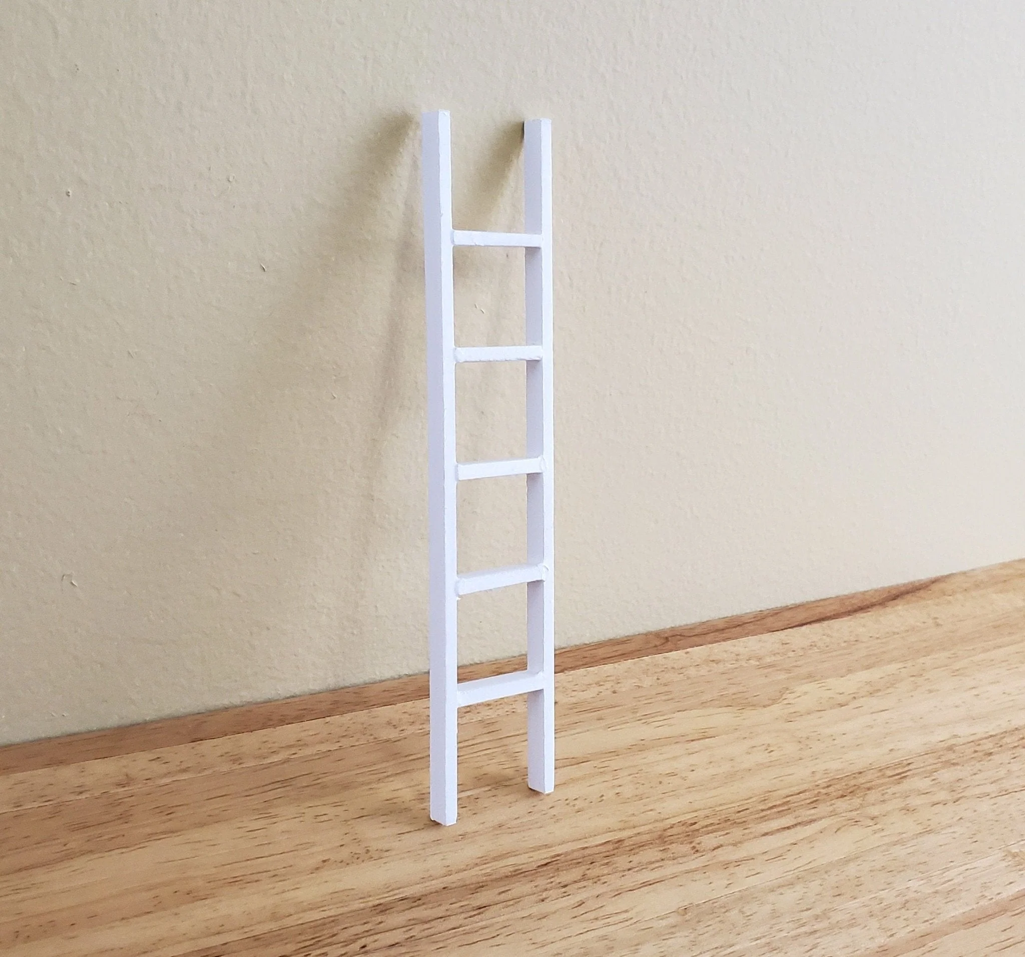 Dollhouse Miniature 6" Straight Ladder Tall White 1:12 Scale Wood - Image 2