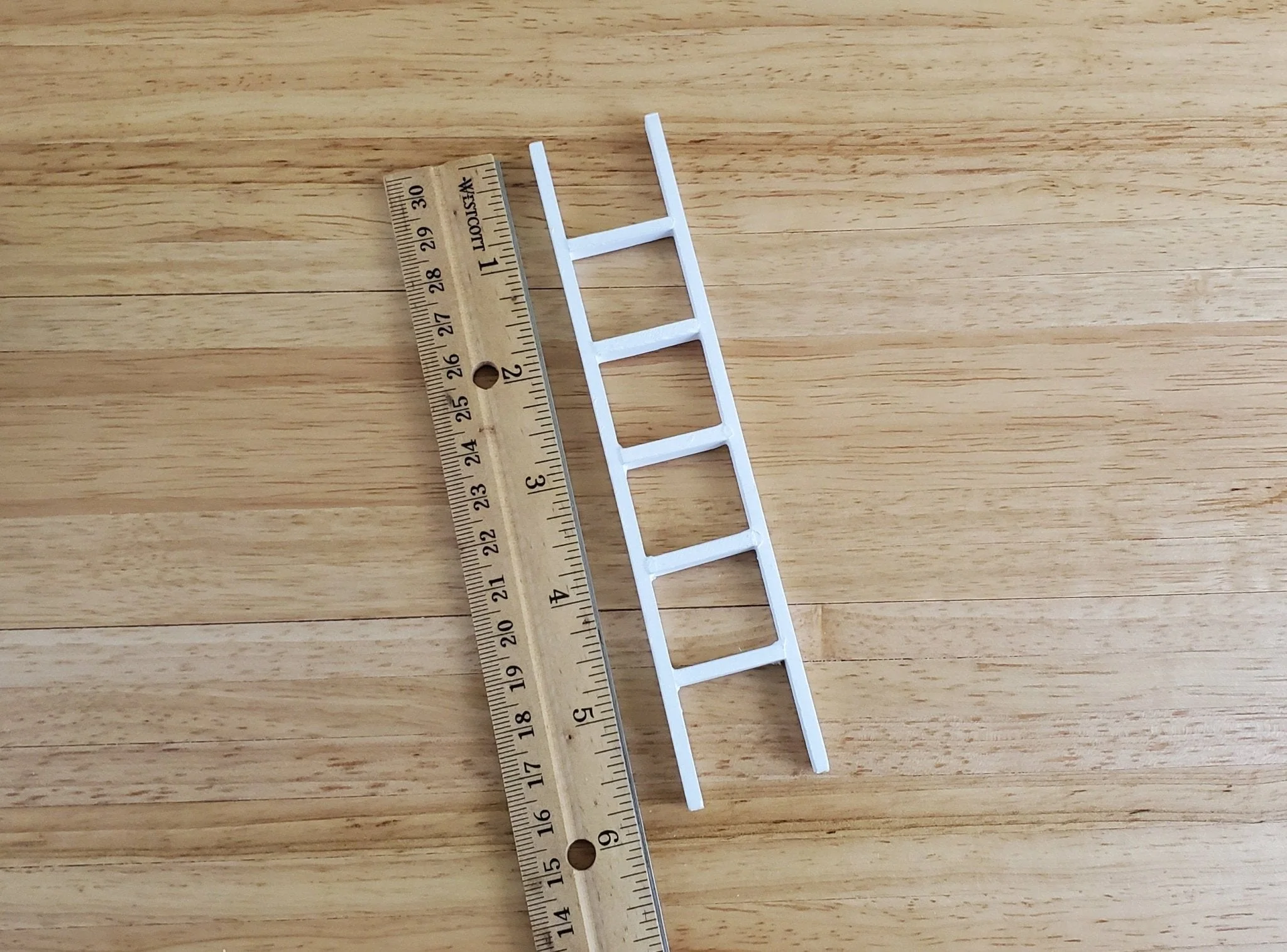 Dollhouse Miniature 6" Straight Ladder Tall White 1:12 Scale Wood - Image 3