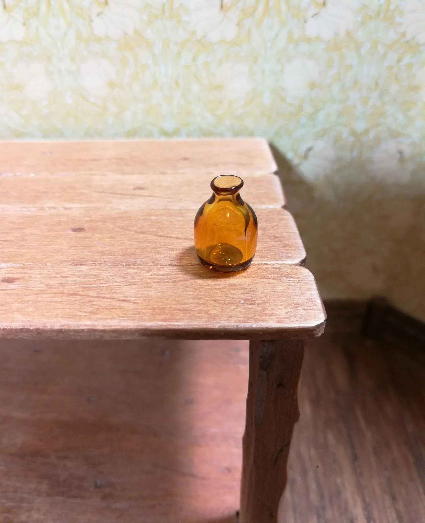 Dollhouse Miniature Amber Bottle Jar Vase Tiny 1/2" 1:12 Scale