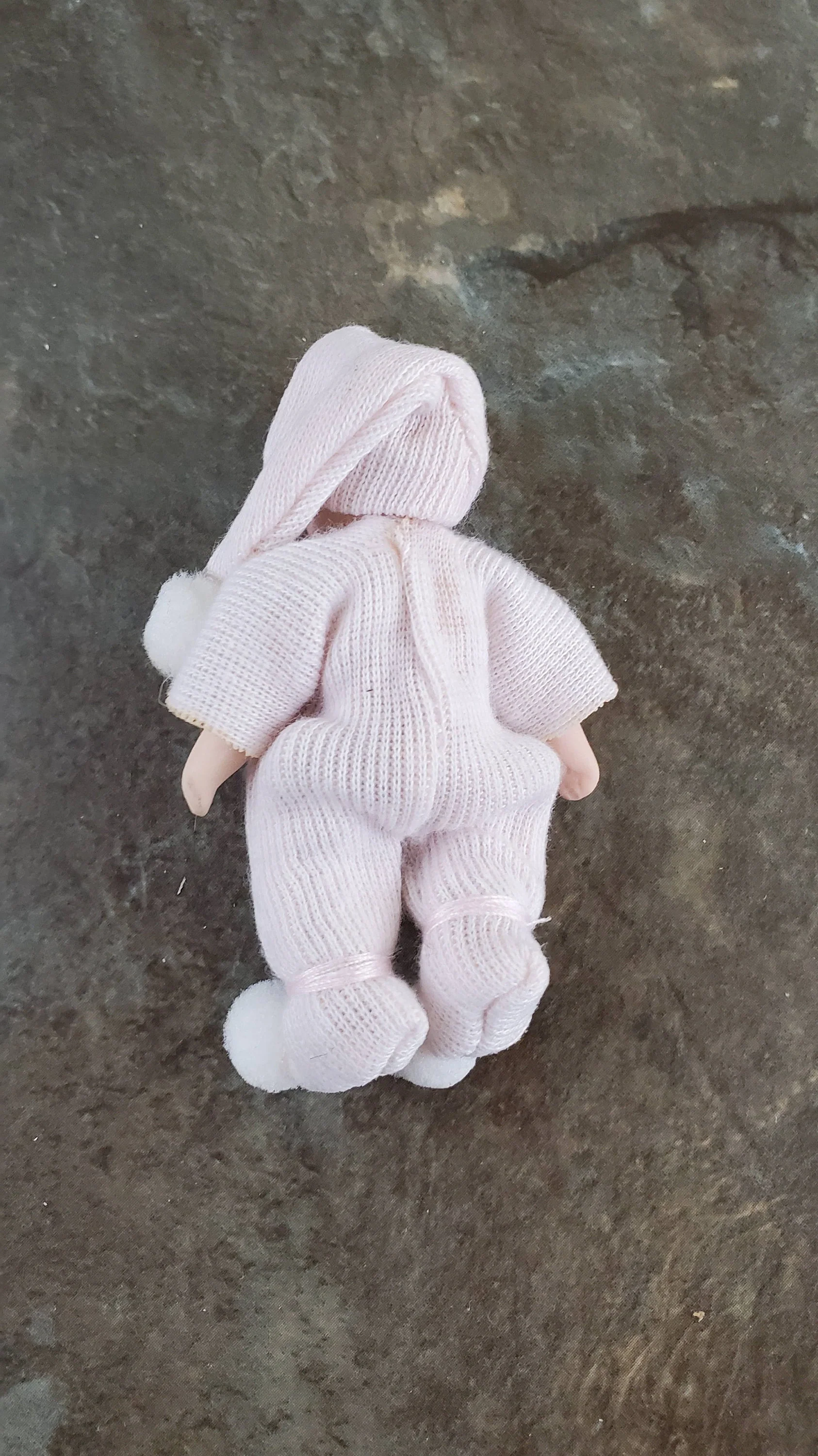 Dollhouse Miniature Baby Doll Porcelain Moveable 1:12 Scale Pink Sleeper - Image 2