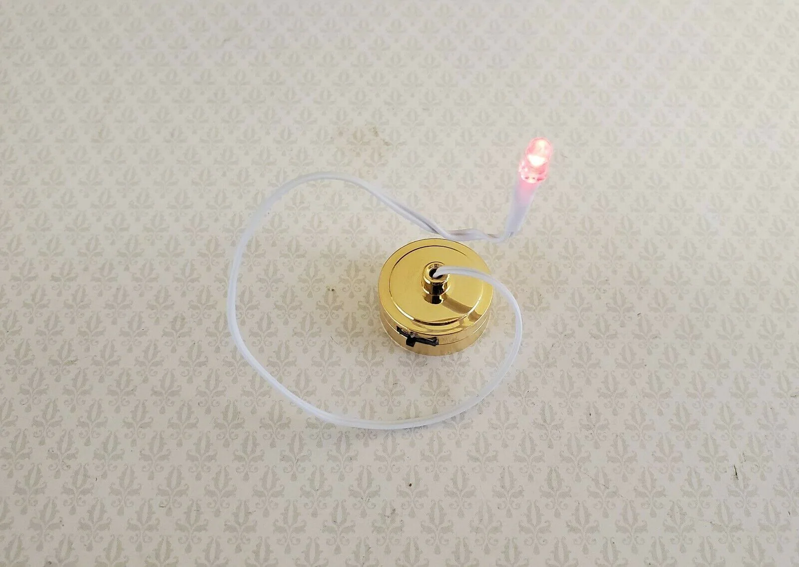 Dollhouse Miniature Battery Light Bulb RED on String for Fireplace 1:12 - Image 3