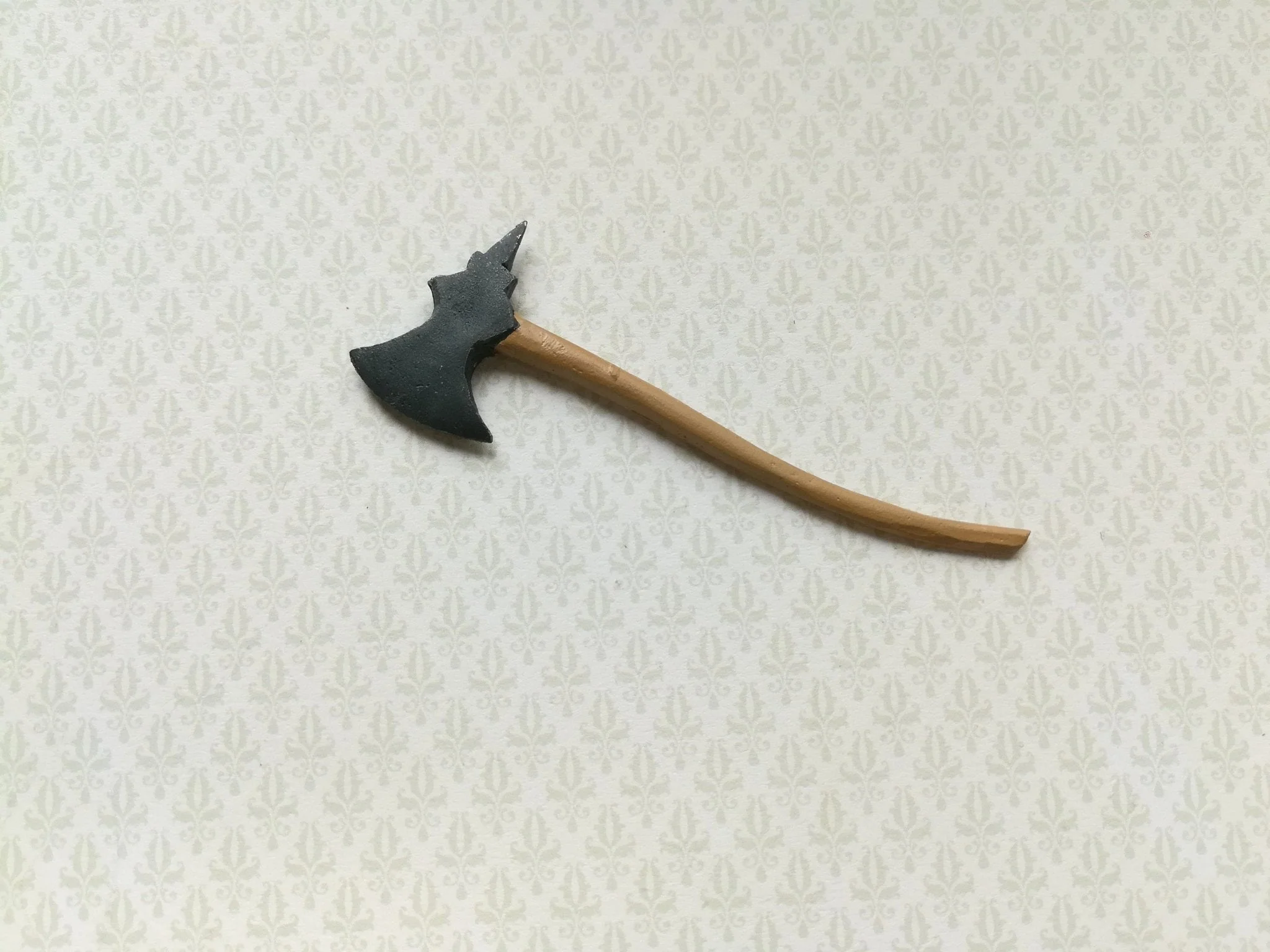 Dollhouse Miniature Battle Axe Large 1:12 Scale Pewter Curved Handle