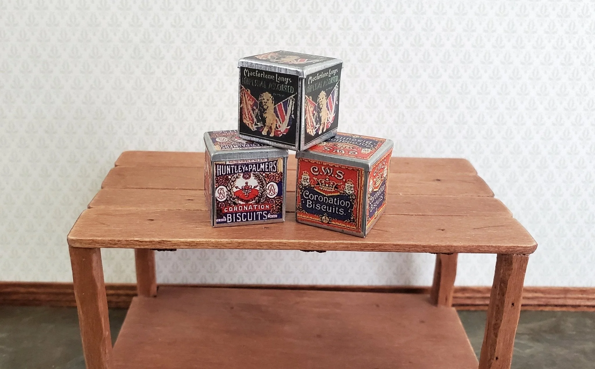 Dollhouse Miniature Biscuit Cookie Tins Old Fashion Grocery Store 1:12 Scale Food - Image 2