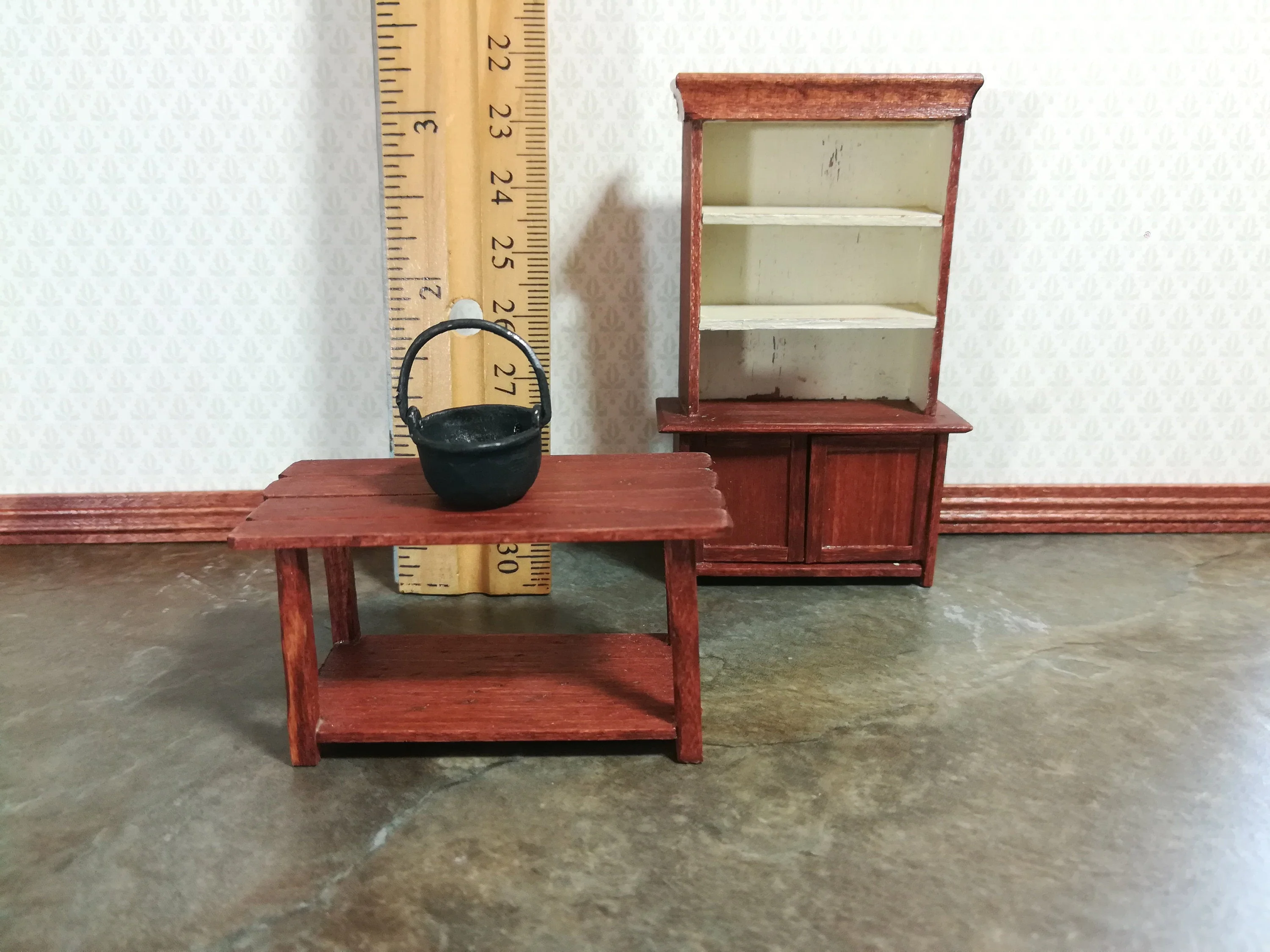Dollhouse Miniature Black Cauldron Half Scale 1:24 Black "Cast Iron" Pot with Handle - Image 2