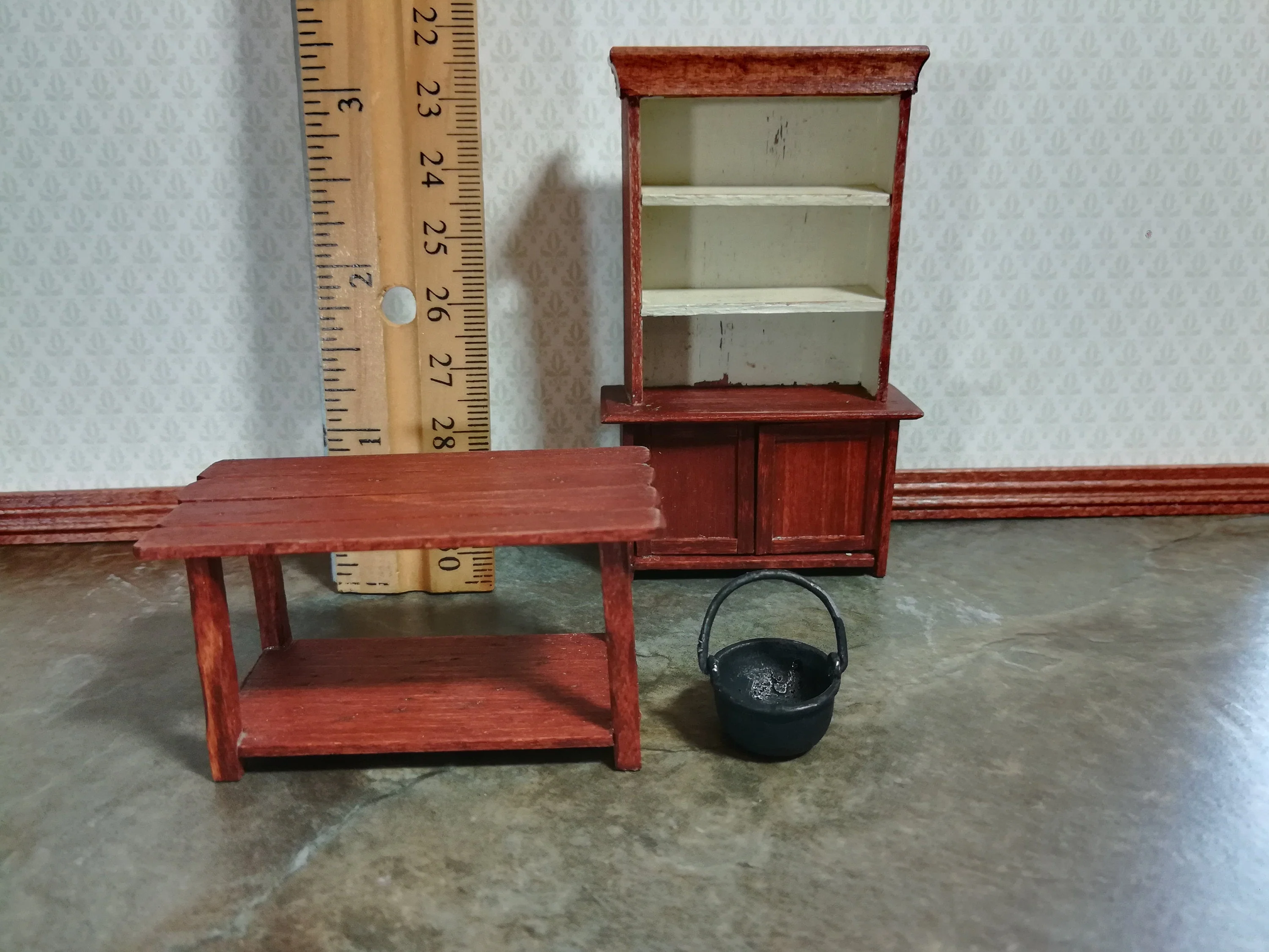 Dollhouse Miniature Black Cauldron Half Scale 1:24 Black "Cast Iron" Pot with Handle - Image 3