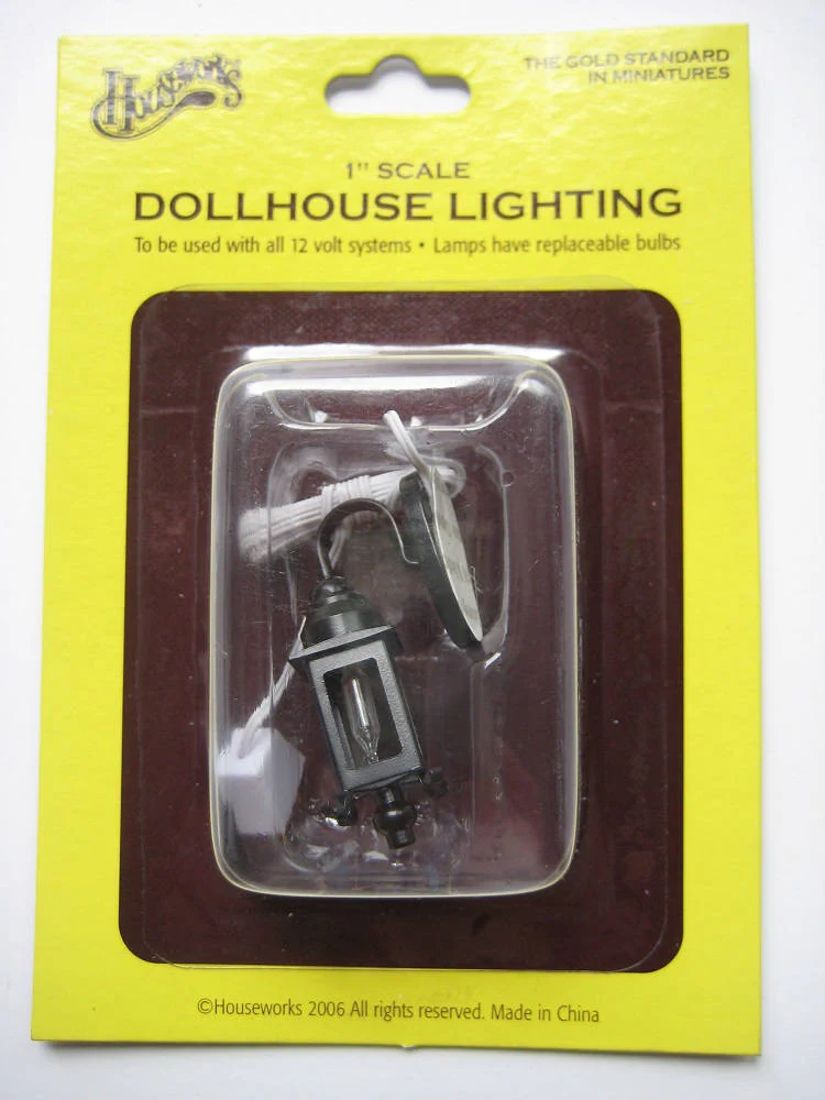 Dollhouse Miniature Black Coach Lamp Sconce 1:12 Scale 12 Volt Electric with Plug Porch Light - Image 2