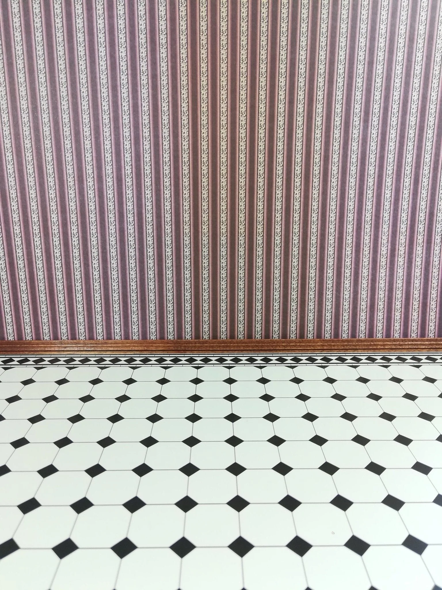 Dollhouse Miniature Black & White Faux Tile Flooring Diamonds Squares 1:12 Scale - Image 3