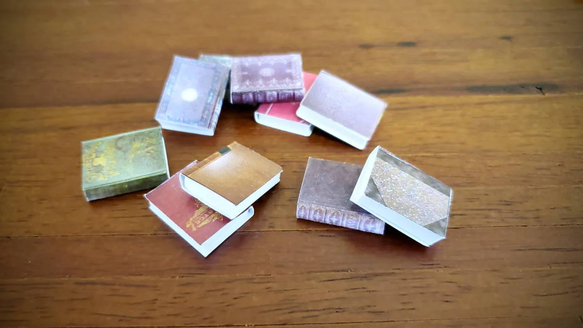 Dollhouse Miniature Book Set x10 Antique Style Set #1 1:12 Scale (blank inside) - Image 3