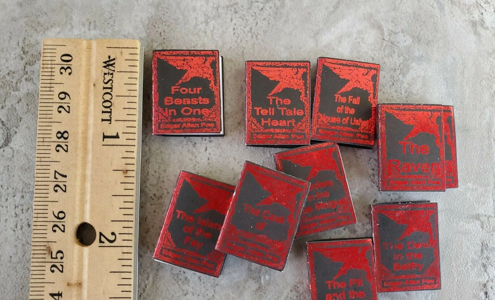 Dollhouse Book Set of 10 Edgar Allan Poe 1:12 Scale Miniature (blank inside) Handmade - Image 2
