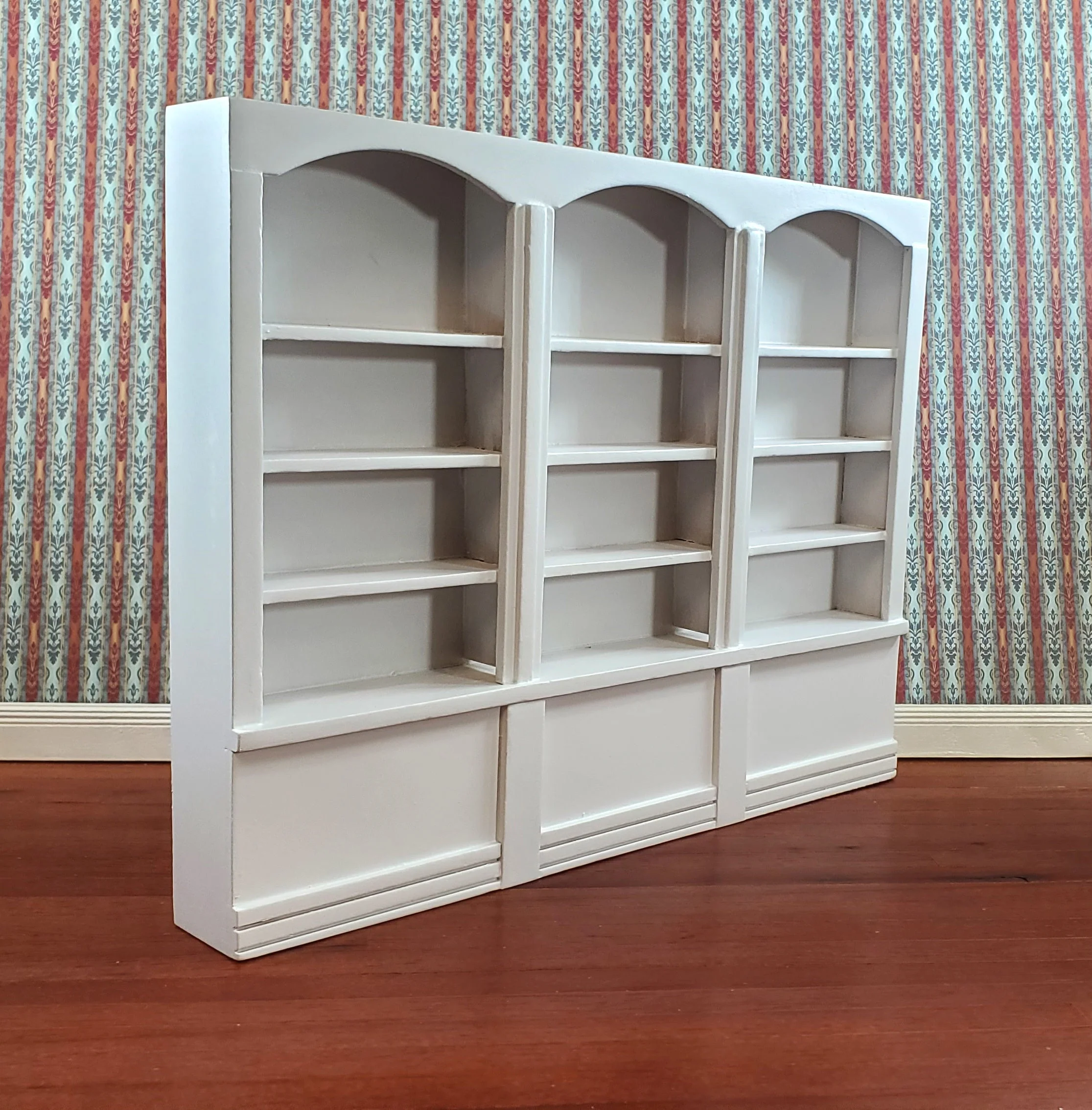 Dollhouse Bookshelf Miniature Bookcase Library Shelf 3 Bay WHITE 1:12 Scale Furniture - Image 2