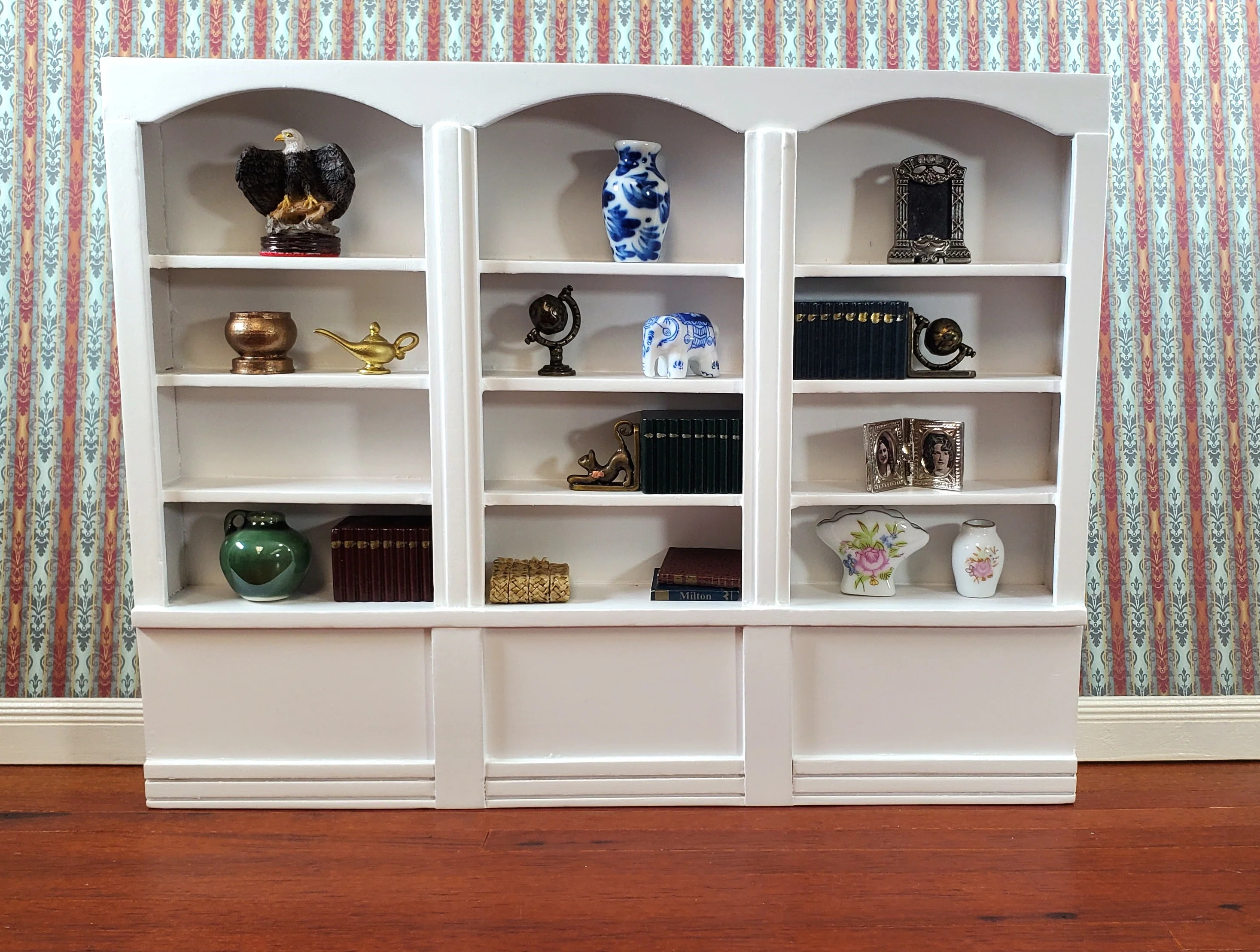 Dollhouse Bookshelf Miniature Bookcase Library Shelf 3 Bay WHITE 1:12 Scale Furniture - Image 3