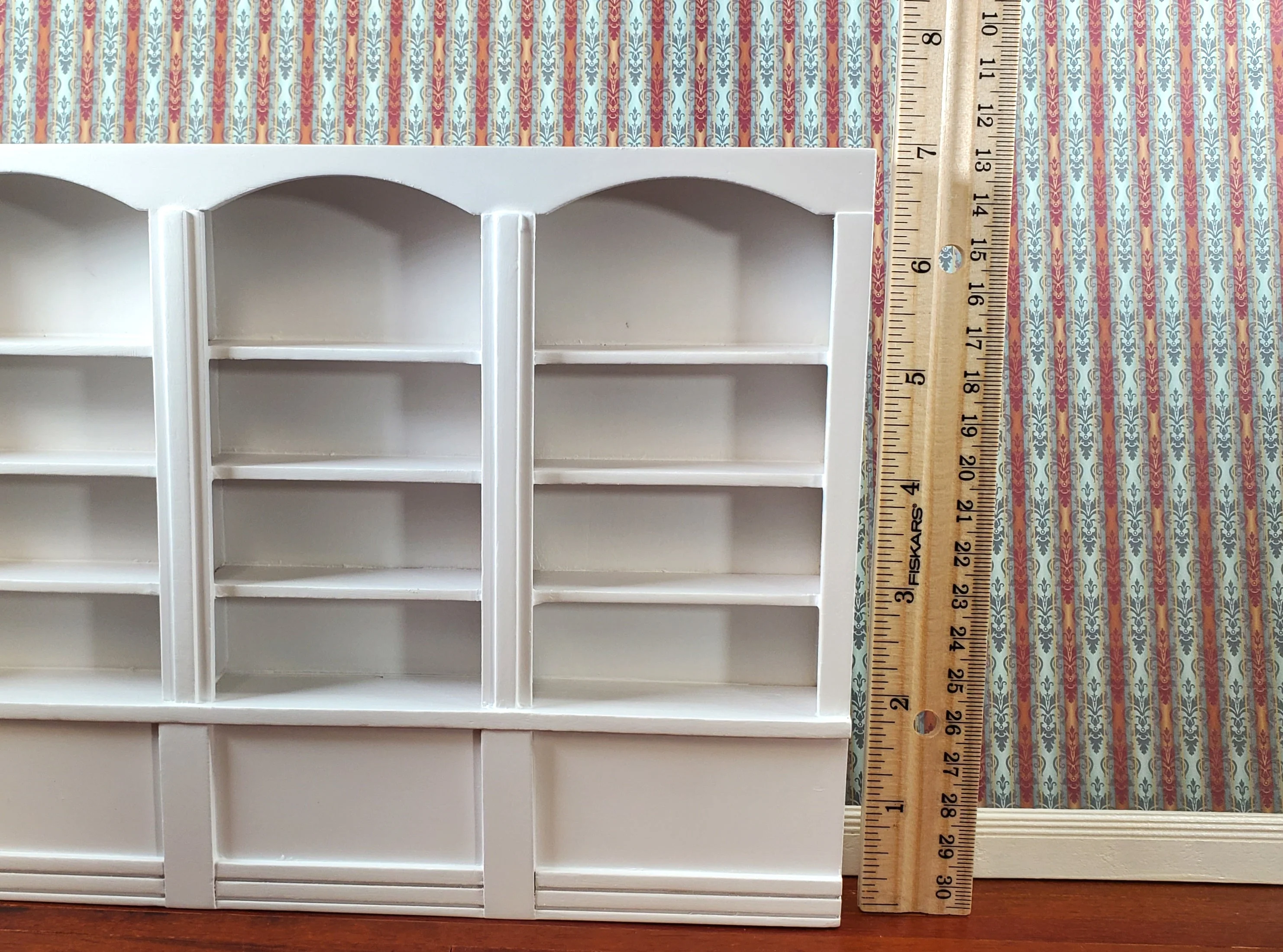 Dollhouse Bookshelf Miniature Bookcase Library Shelf 3 Bay WHITE 1:12 Scale Furniture - Image 4