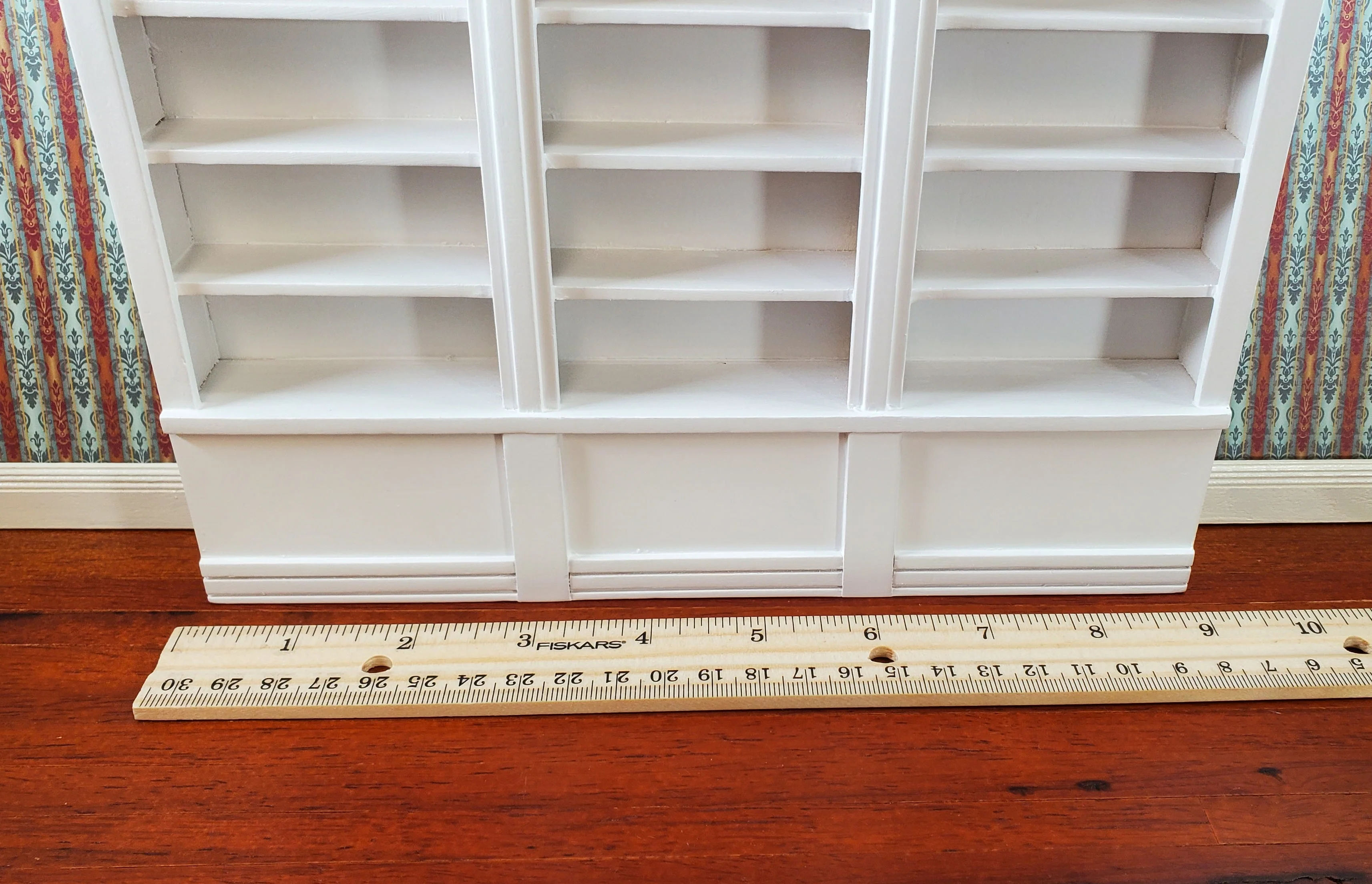 Dollhouse Bookshelf Miniature Bookcase Library Shelf 3 Bay WHITE 1:12 Scale Furniture - Image 5