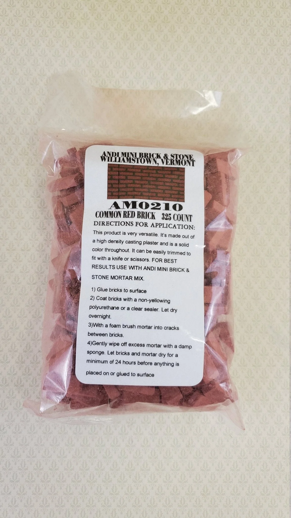 Dollhouse Miniature Bricks Common Red Brick by Andi Mini Brick & Stone 1:12 Scale 325 Pieces