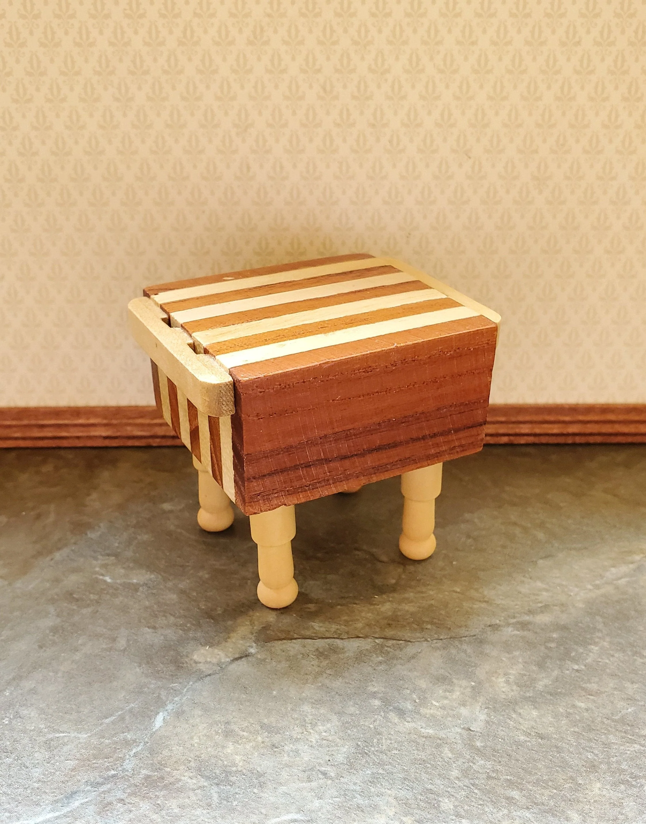 Dollhouse Butcher Block Two Toned End Grain Wood 1:12 Scale Miniature Kitchen