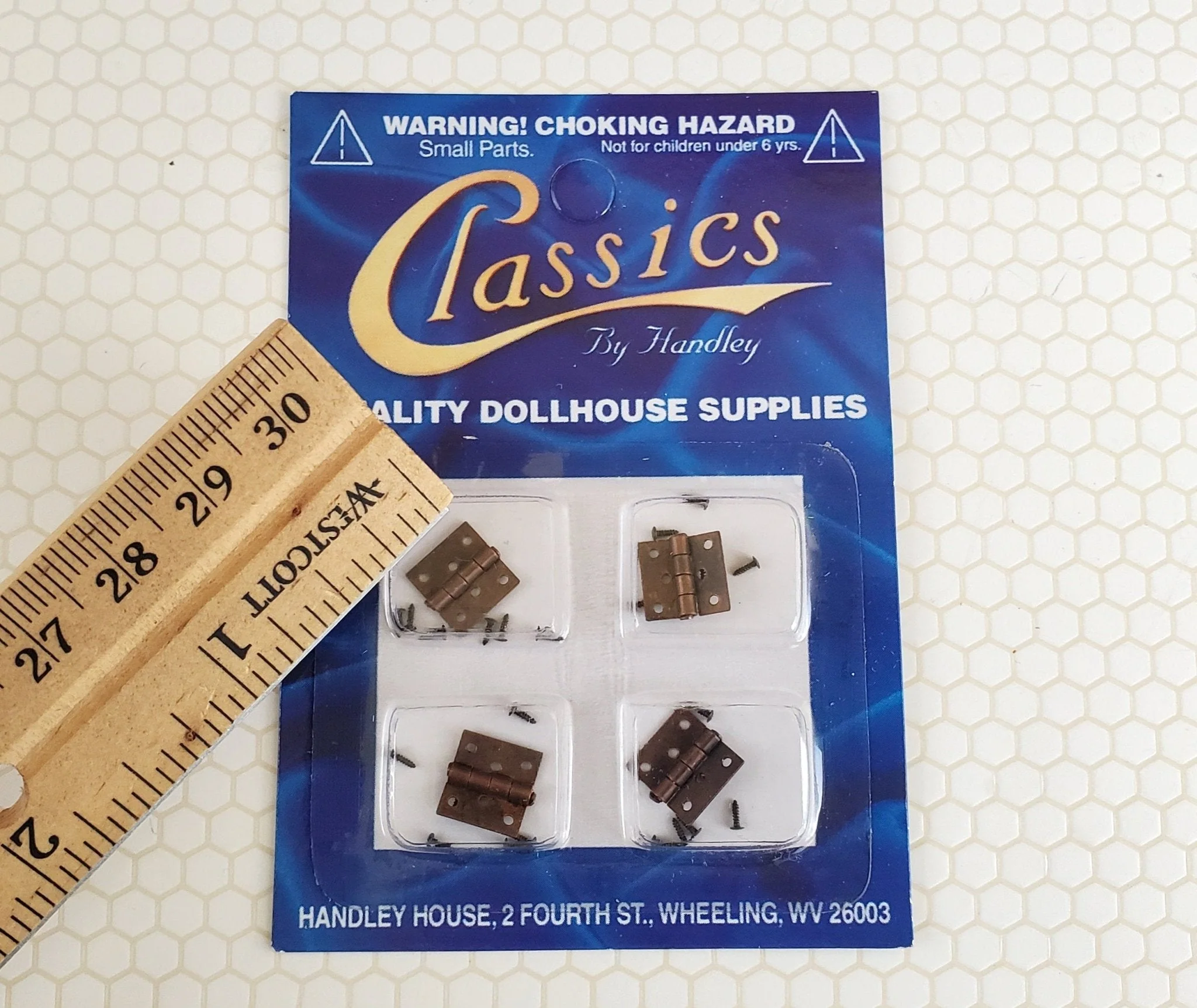 Dollhouse Miniature Butt Hinges Working x4 Bronze 1:12 Scale Includes Nails 5711 - Image 2