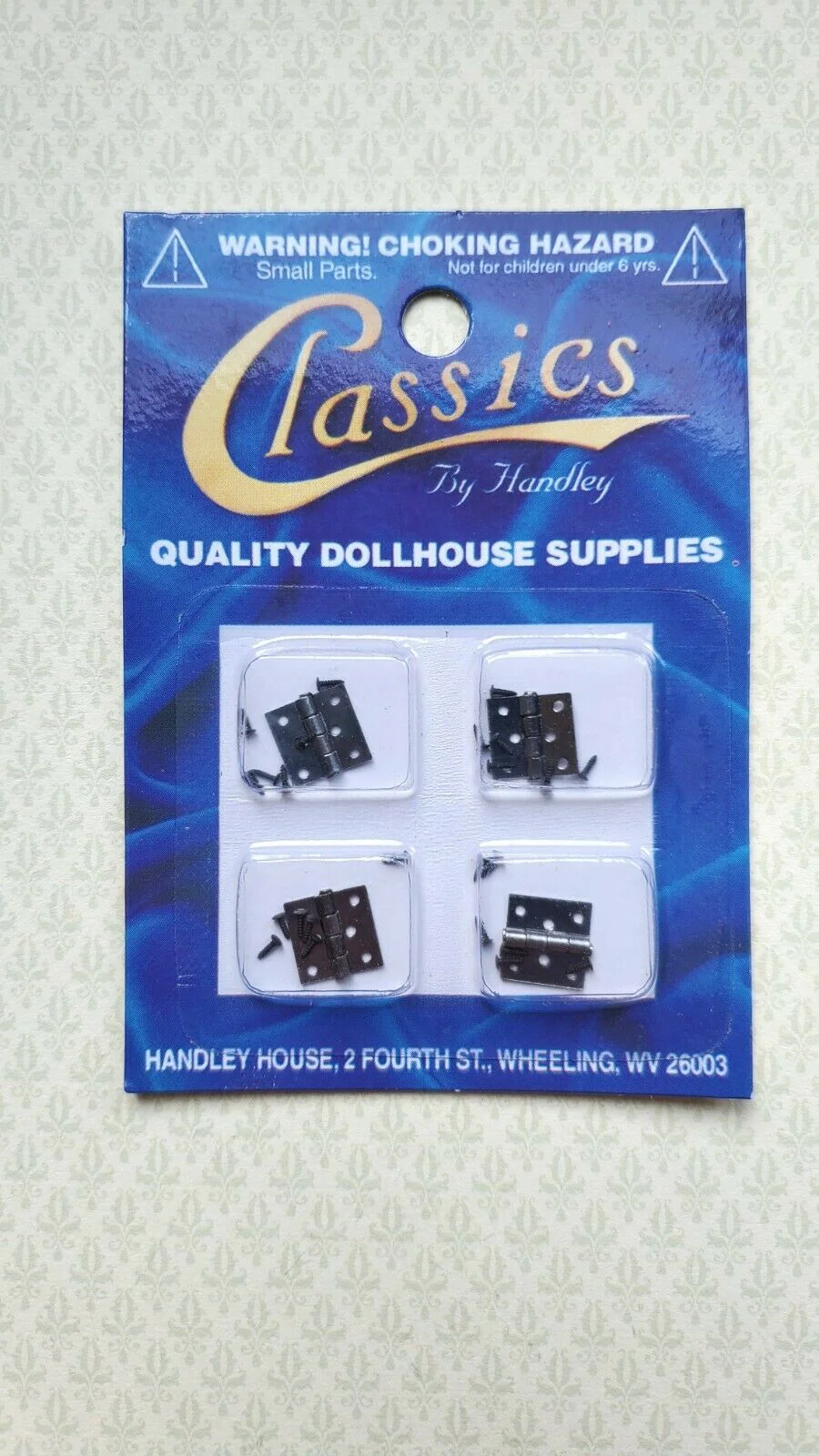Dollhouse Miniature Butt Hinges Working x4 Pewter 1:12 Scale Includes Nails 5642 - Image 3