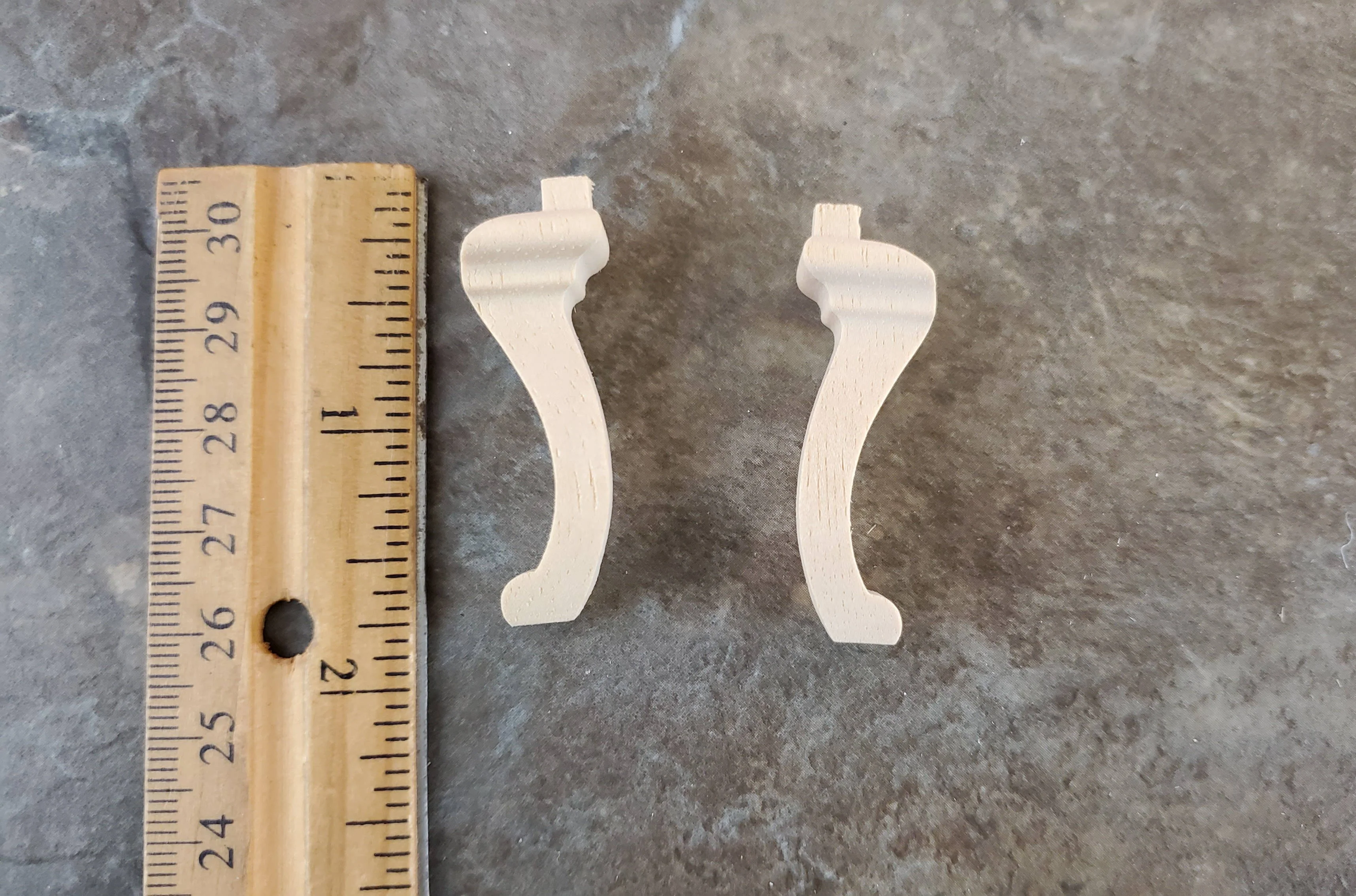 Dollhouse Miniature Cabriole Legs Large for Furniture Set of 2 Pieces 1 9/16" - Image 2