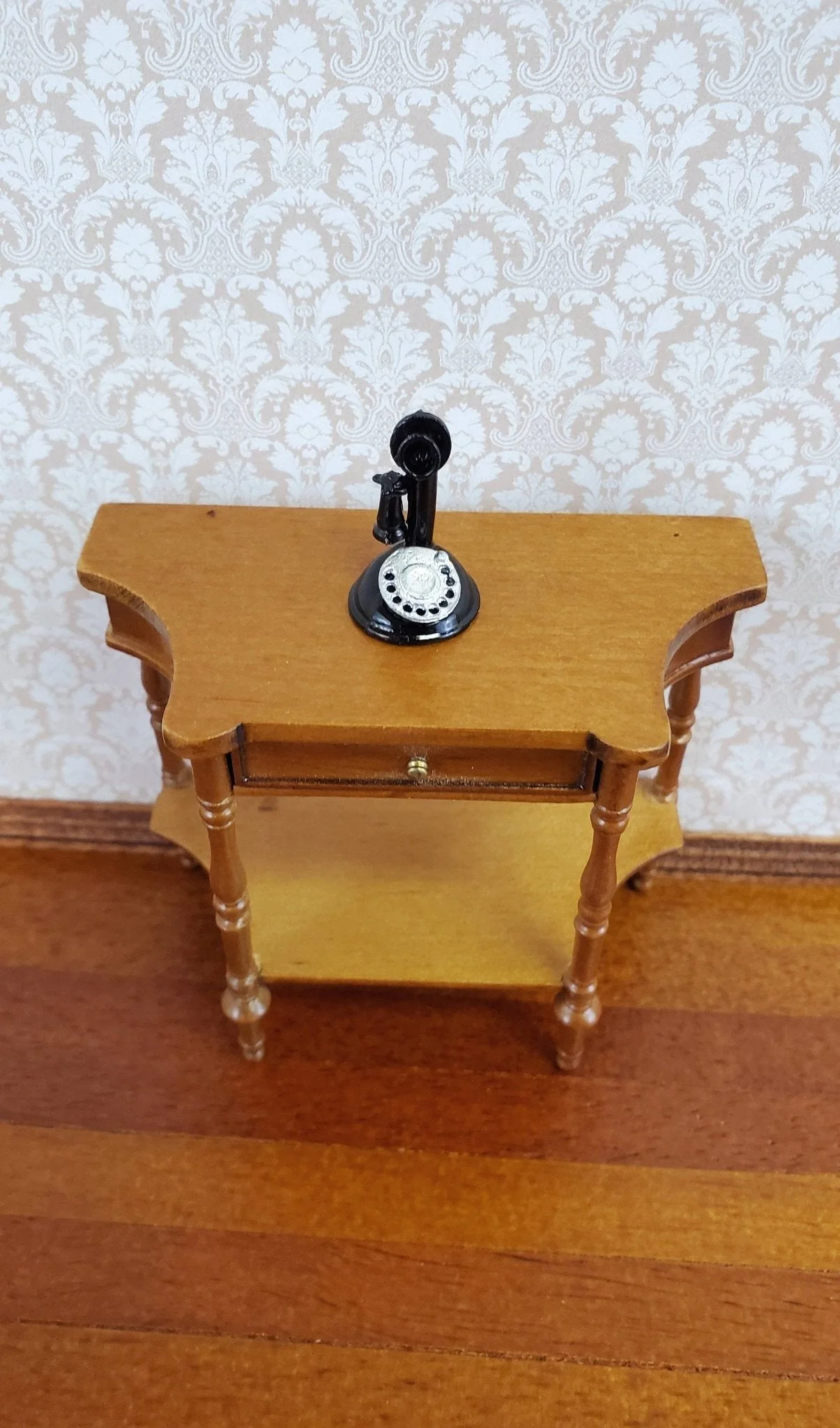 Dollhouse Candlestick Telephone Victorian Black & Silver 1:12 Scale Miniature - Image 3