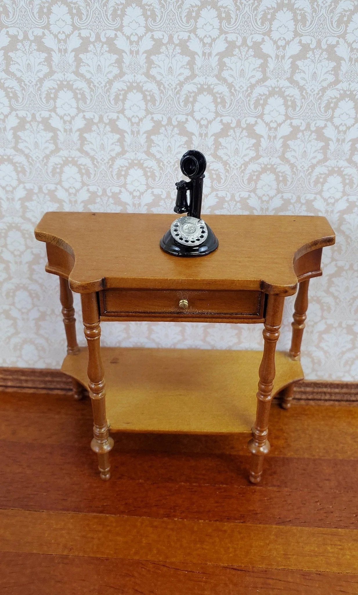 Dollhouse Candlestick Telephone Victorian Black & Silver 1:12 Scale Miniature - Image 4