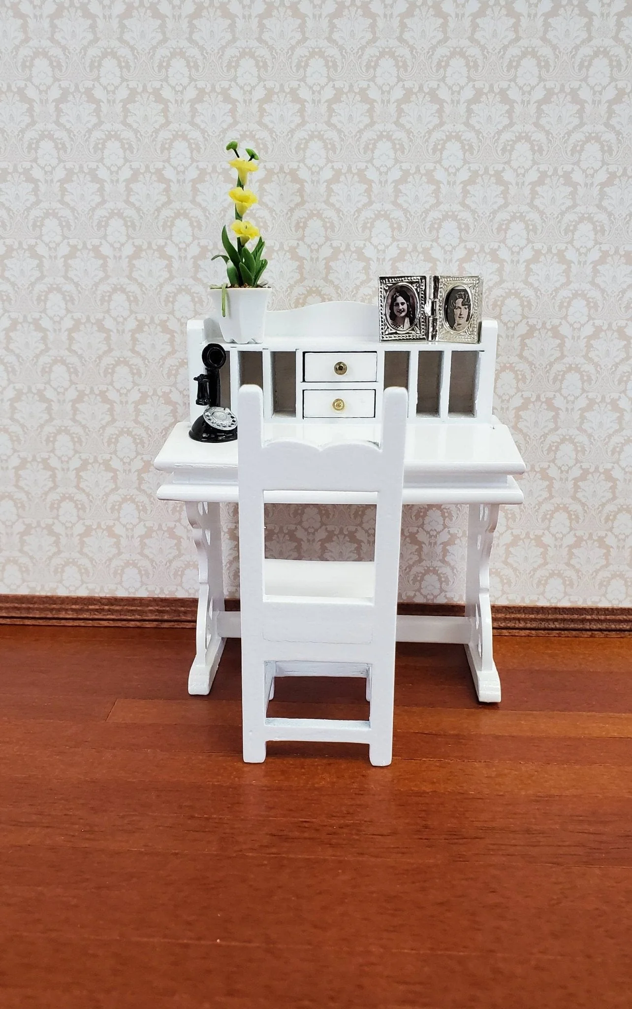 Dollhouse Candlestick Telephone Victorian Black & Silver 1:12 Scale Miniature - Image 5