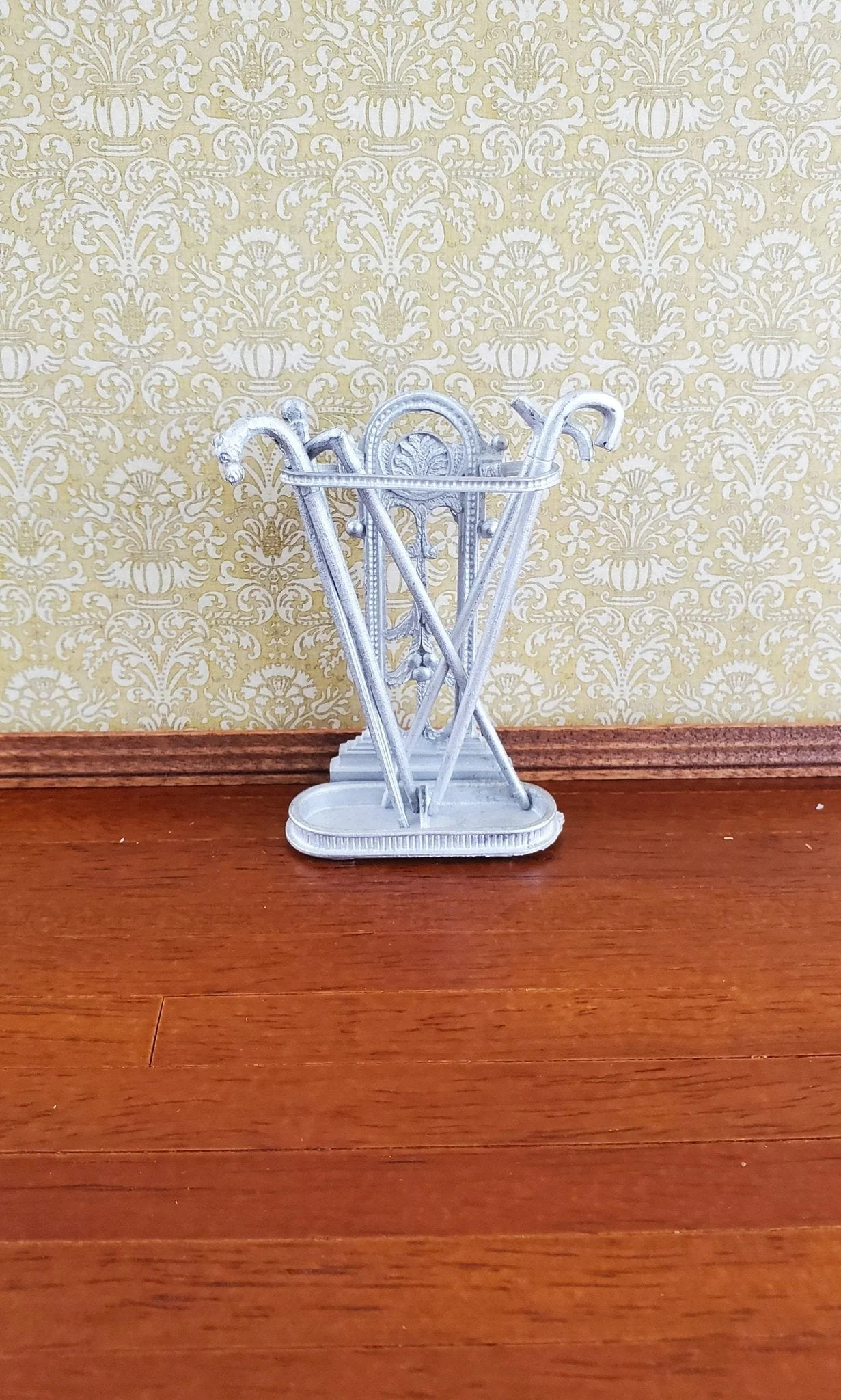 Dollhouse Miniature Cane Set x6 Cast White Metal 1 Horse Head 1:12 Scale - Image 3