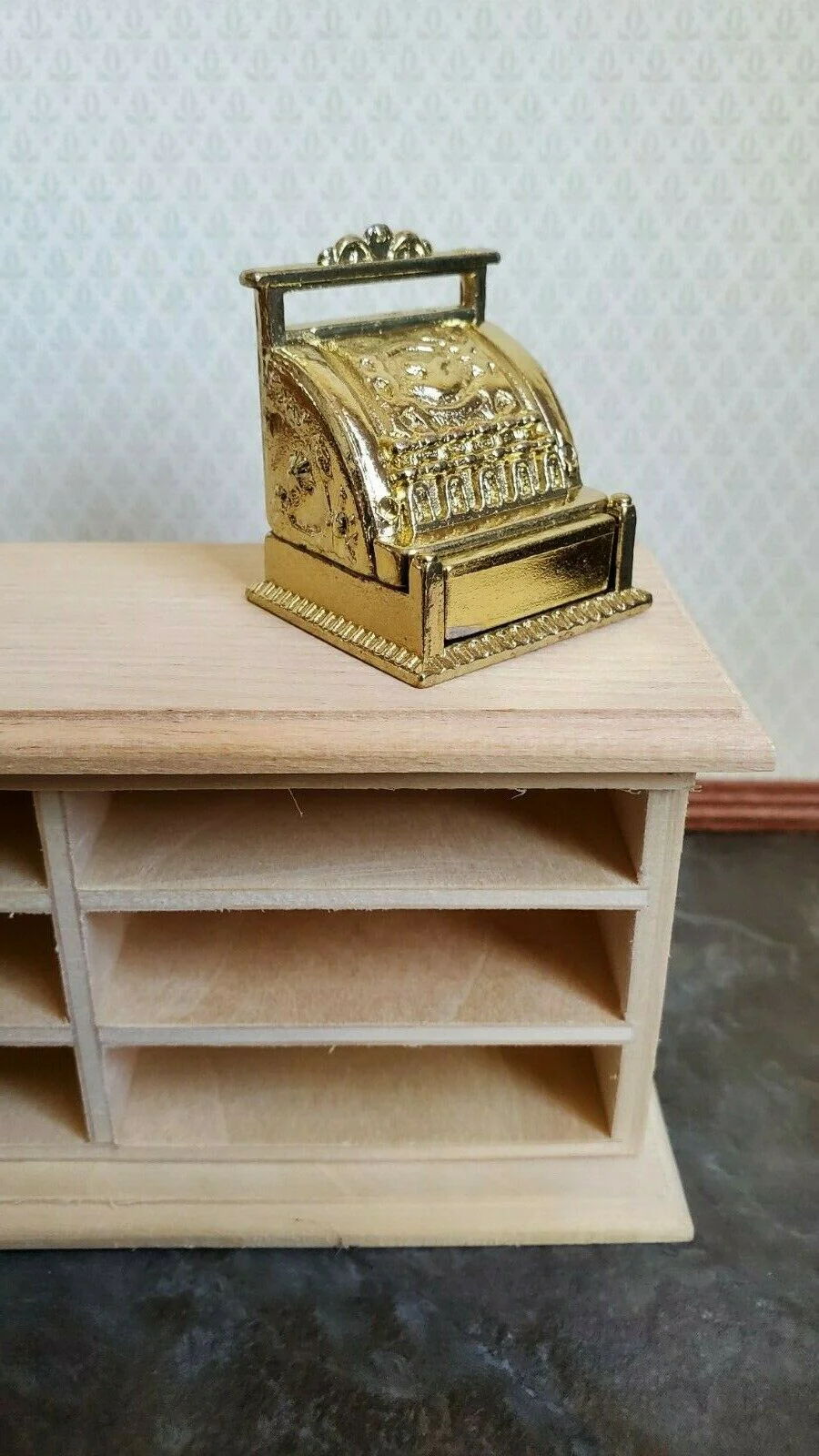 Dollhouse Miniature Cash Register Till Gold Vintage Style Metal 1:12 Scale - Image 2