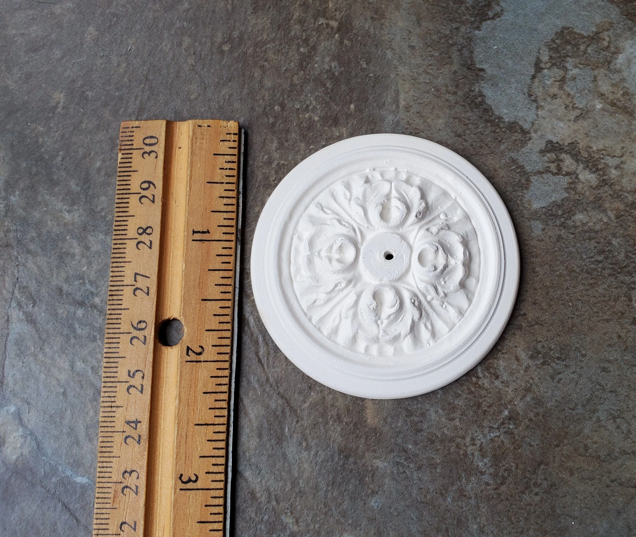 Dollhouse Miniature Ceiling Rose Medallion with Hole Plaster 1:12 Scale 58 mm - Image 2
