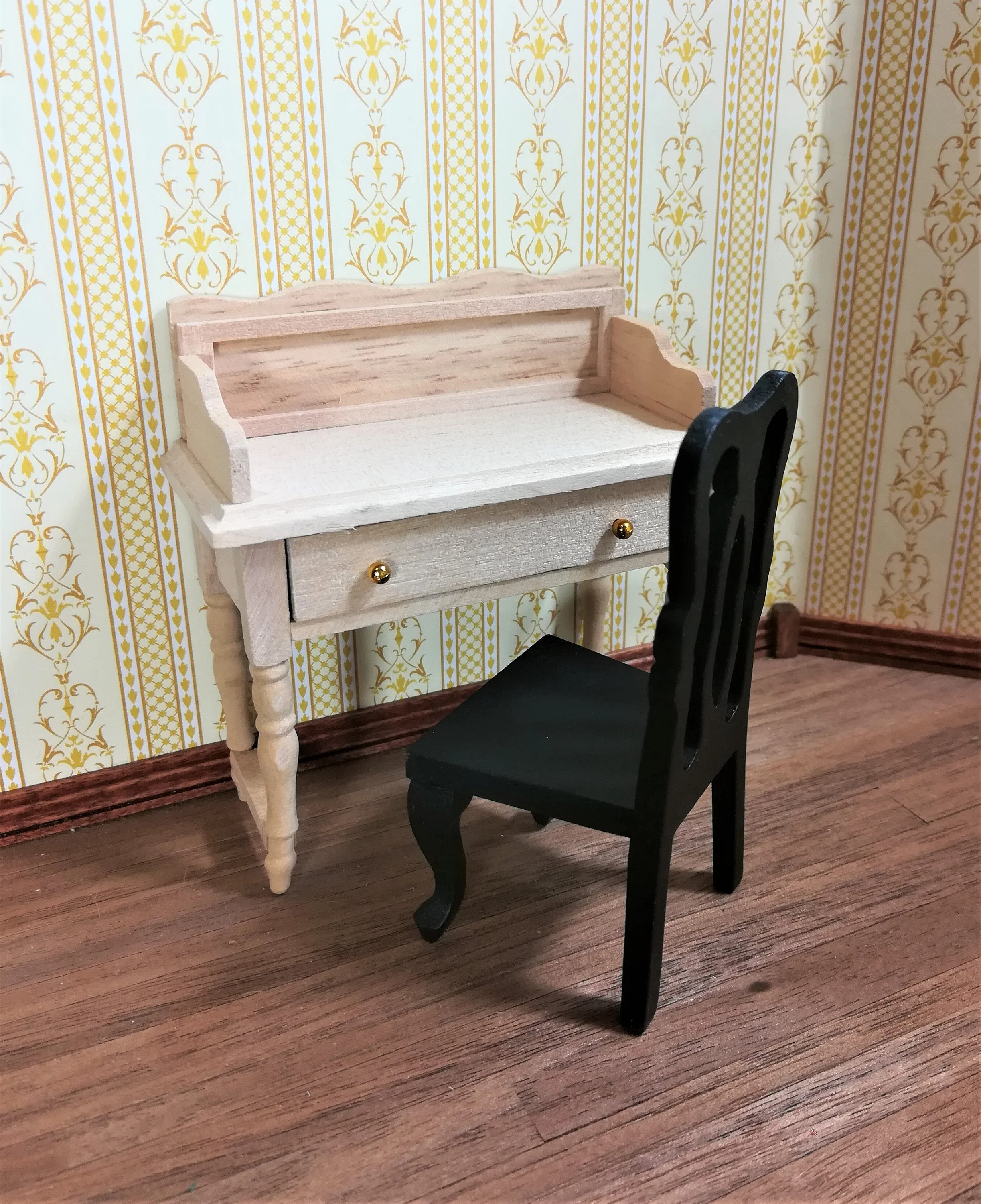 Dollhouse Chair Black Dining or Kitchen Chair 1:12 Scale Miniature Furniture - Image 4