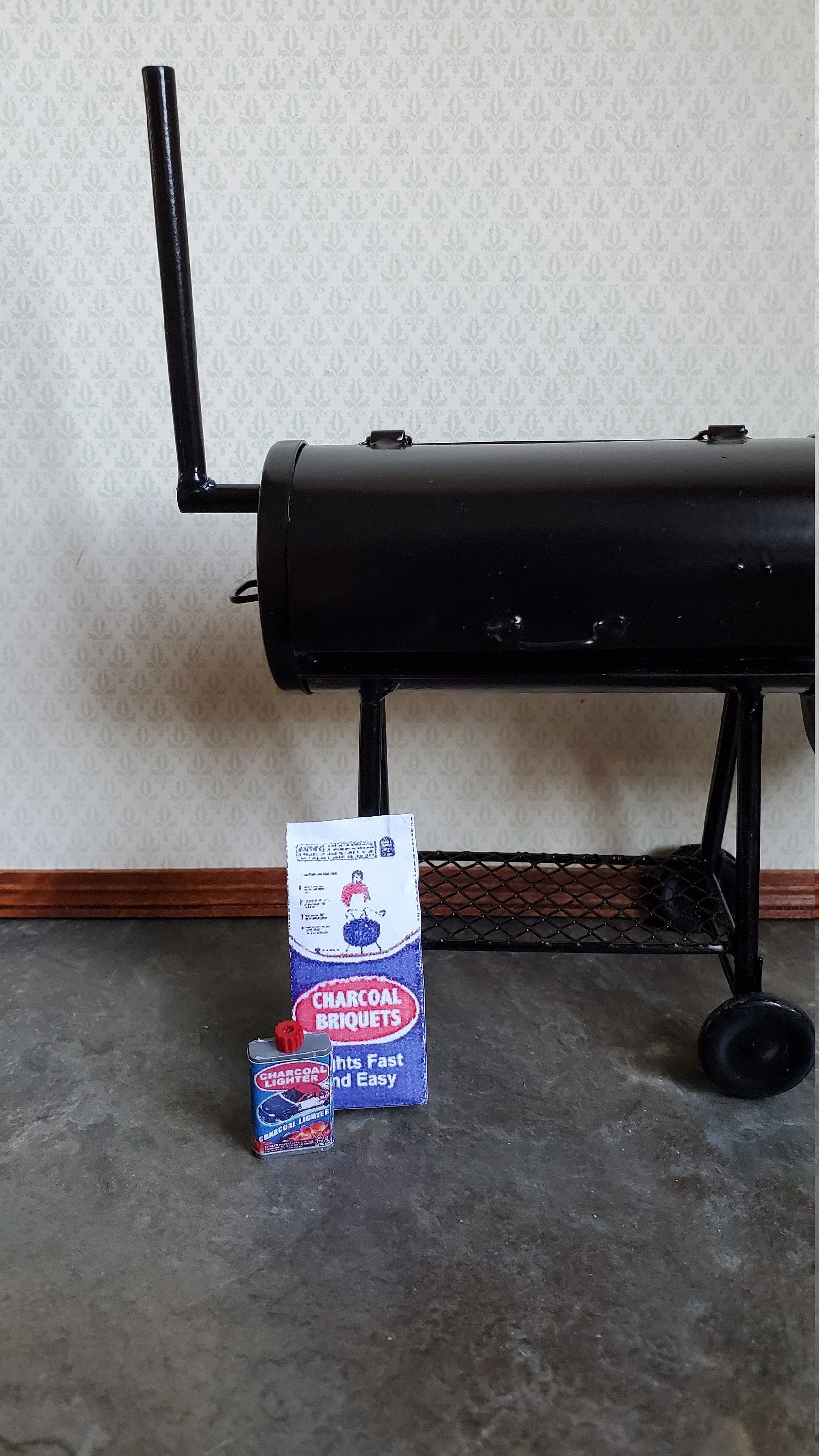 Dollhouse Miniature Charcoal & Lighter Fluid 1:12 Scale BBQ Barbecue Set - Image 3