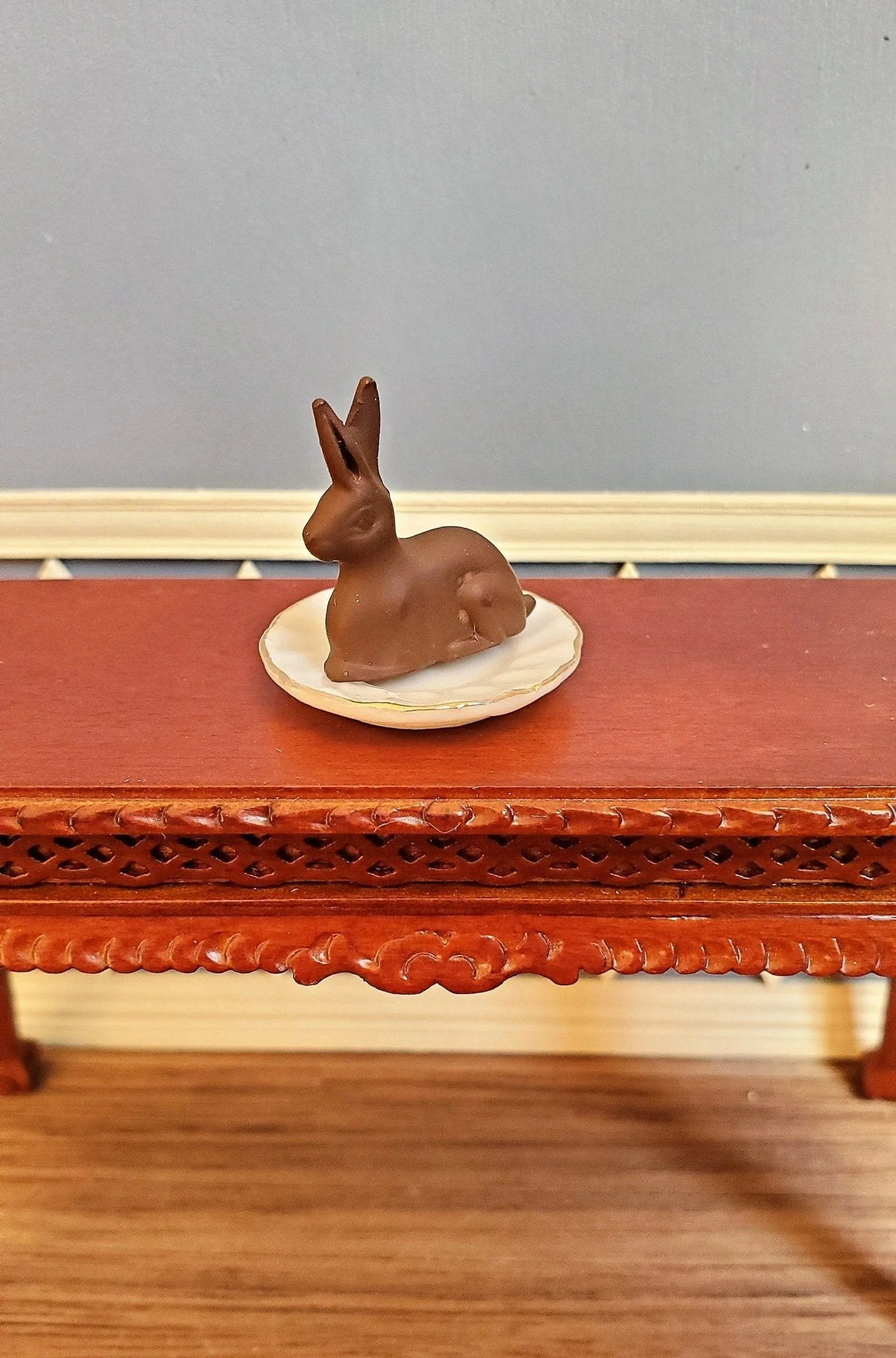 Dollhouse Miniature "Chocolate" Easter Bunny Rabbit 1:12 Scale 3/4" tall - Image 4