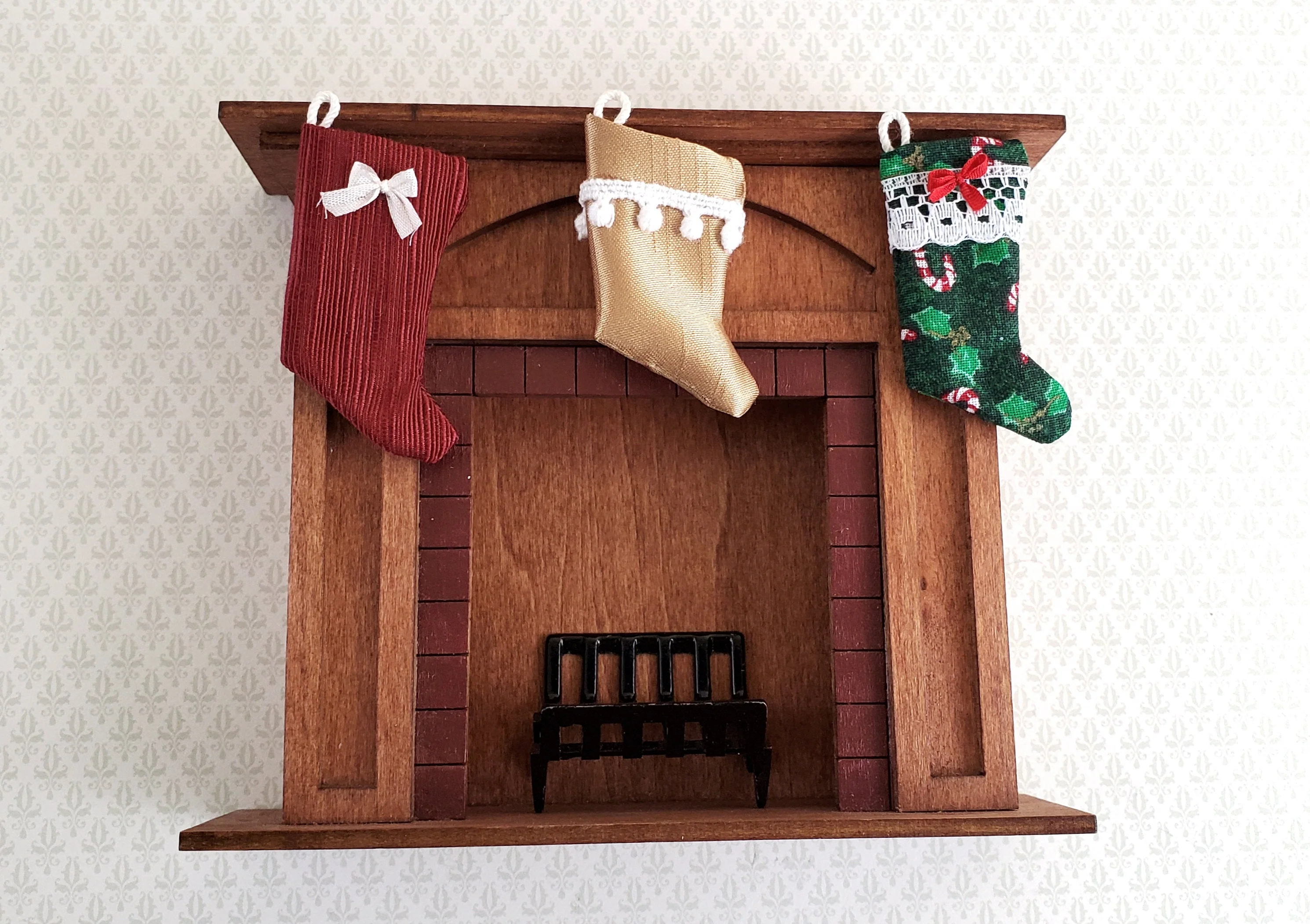 Dollhouse Miniature Christmas Stocking Red with White Bow Handmade 1:12 Scale - Image 3