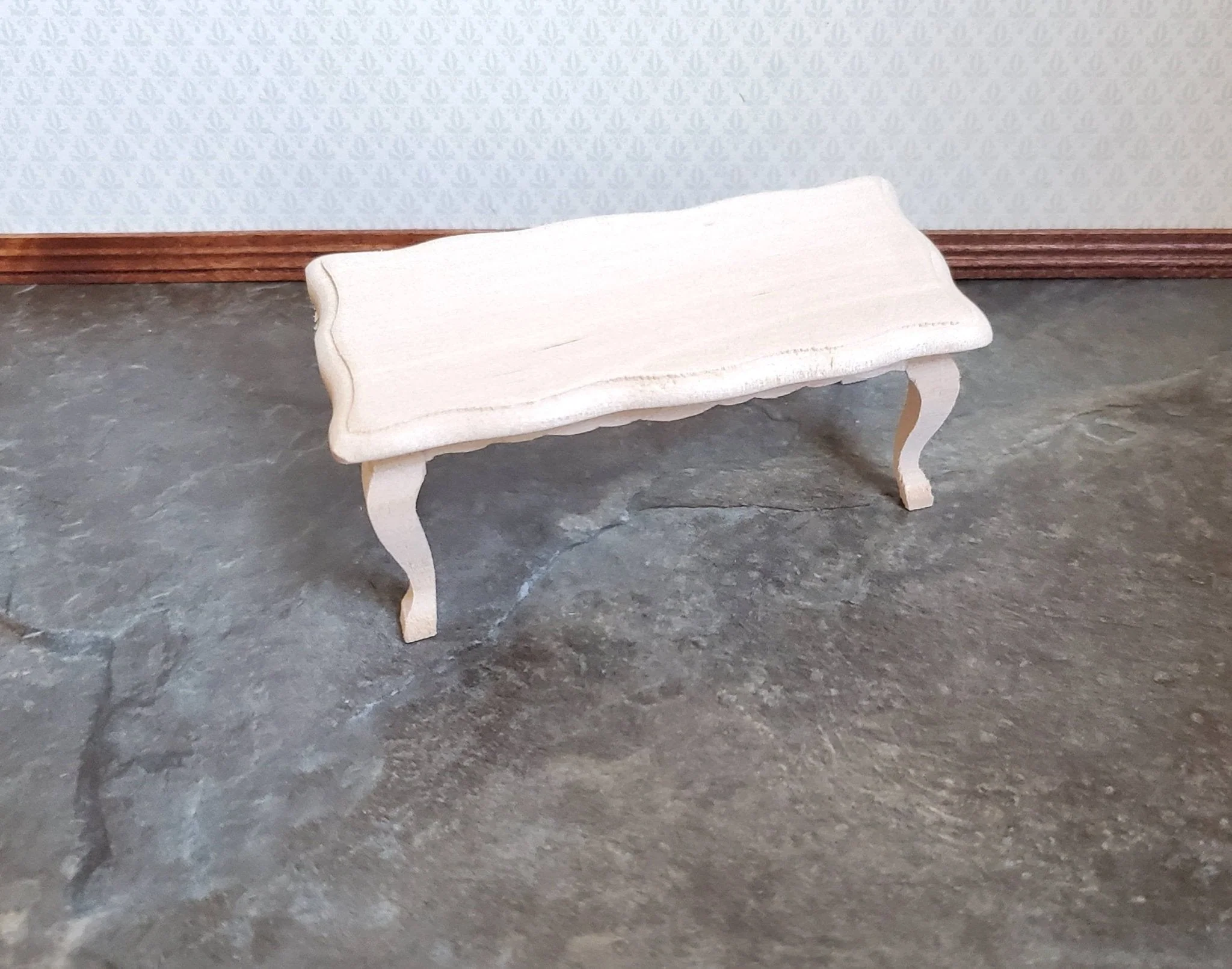 Dollhouse Miniature Coffee Table Unfinished Wood 1:12 Scale Living Room Furniture - Image 2