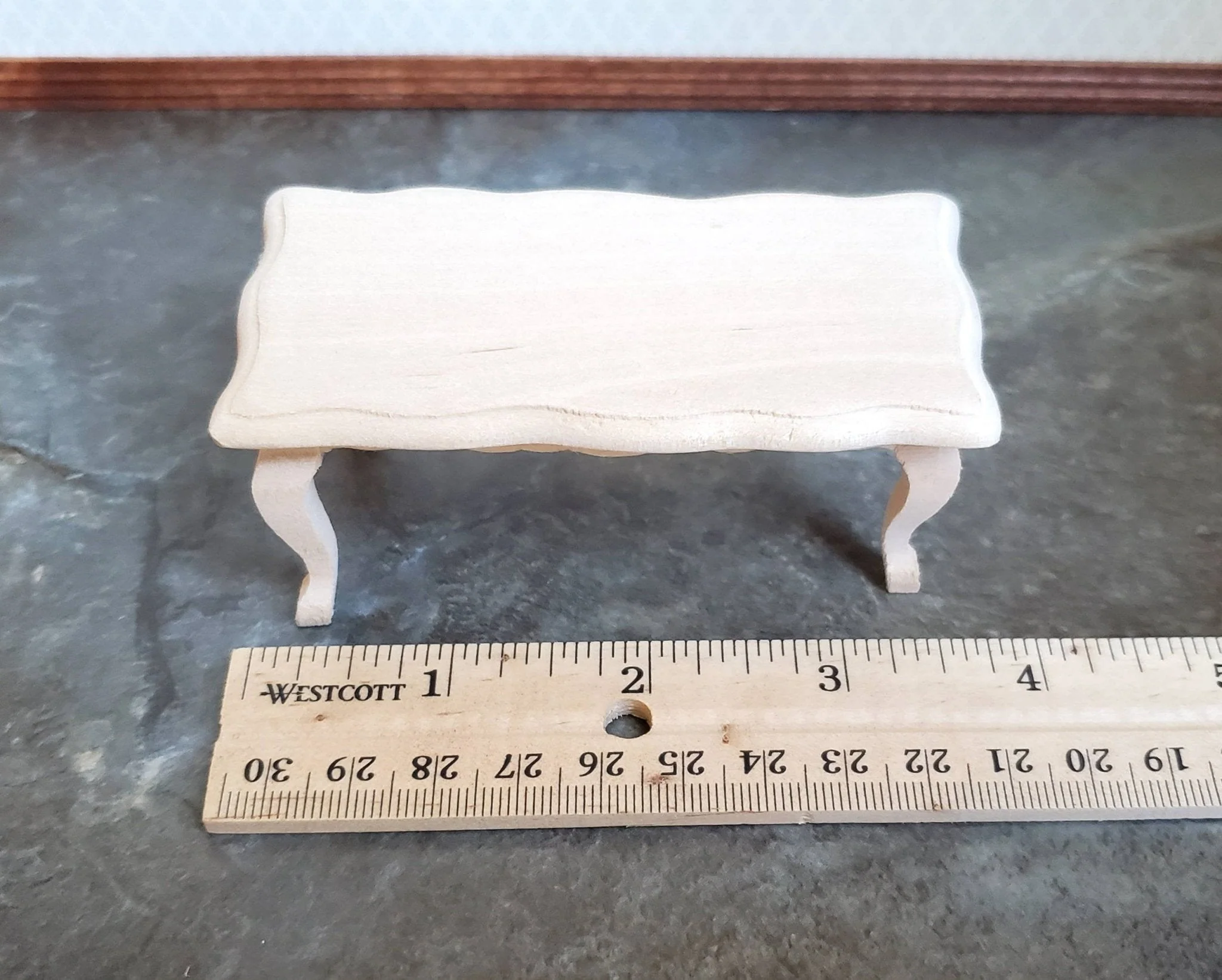 Dollhouse Miniature Coffee Table Unfinished Wood 1:12 Scale Living Room Furniture - Image 4