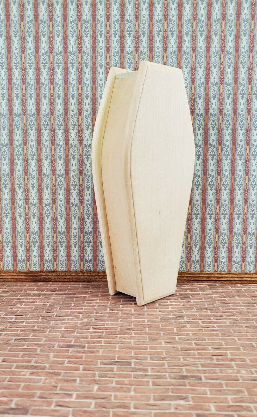 Dollhouse Miniature Coffin Opens Lined Unpainted Wood 1:12 Scale 6 3/4" - Image 2