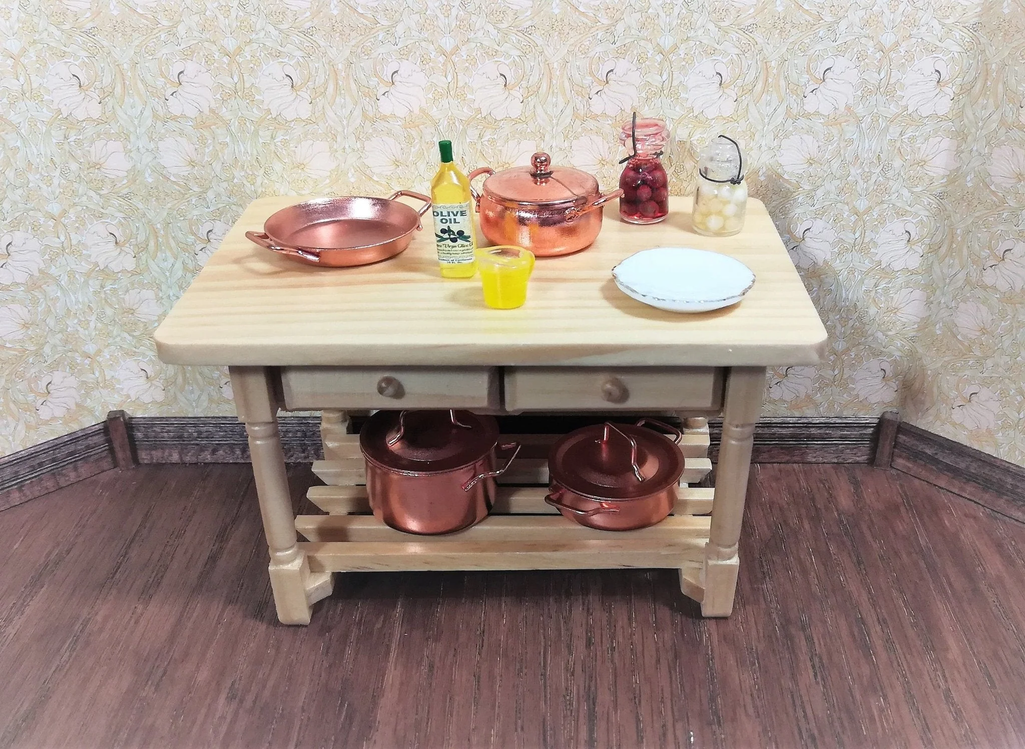 Dollhouse Miniature Copper Pots & Pans Stock Soup Saute Removable Lids 1:12 Scale - Image 4