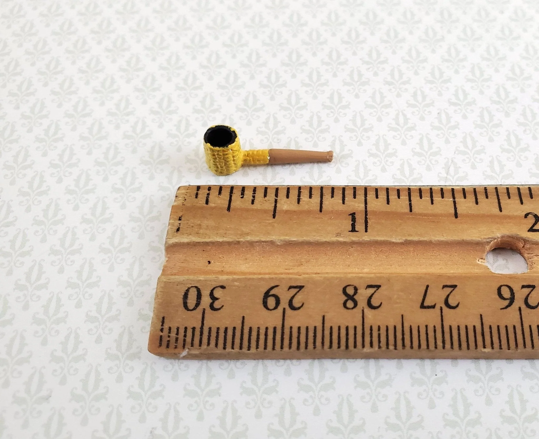 Dollhouse Miniature Corn Cob Pipe Classic Style Painted Metal 1:12 Scale - Image 2