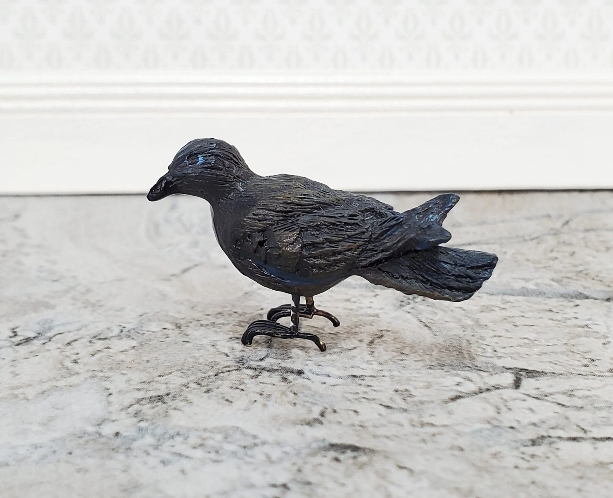 Dollhouse Miniature Crow or Raven Bird Large Resin 1 3/8" long 1:12 Scale - Image 2