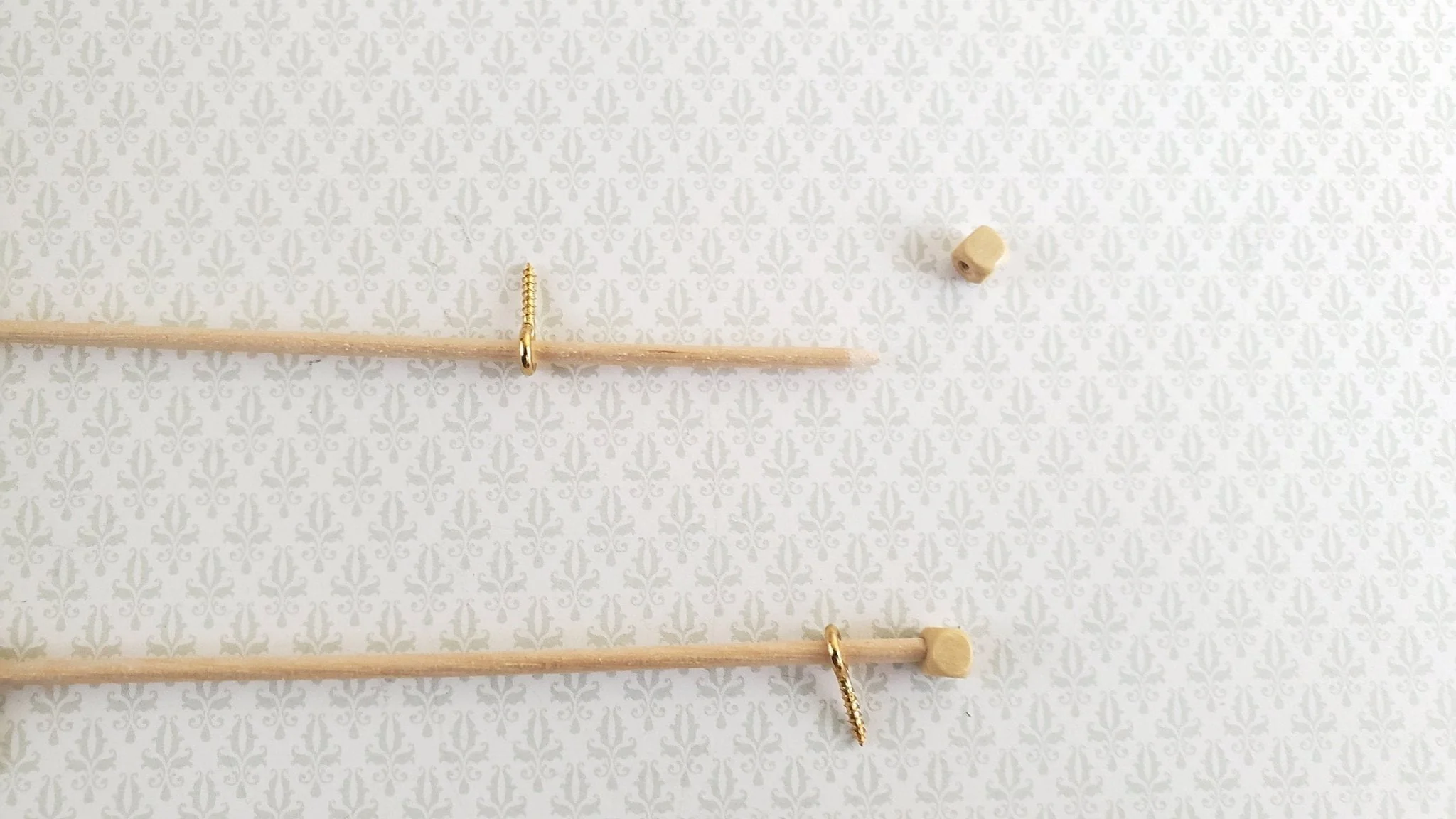 Dollhouse Miniature Curtain Rod Wood x3 1:12 Scale 4" long - Image 3