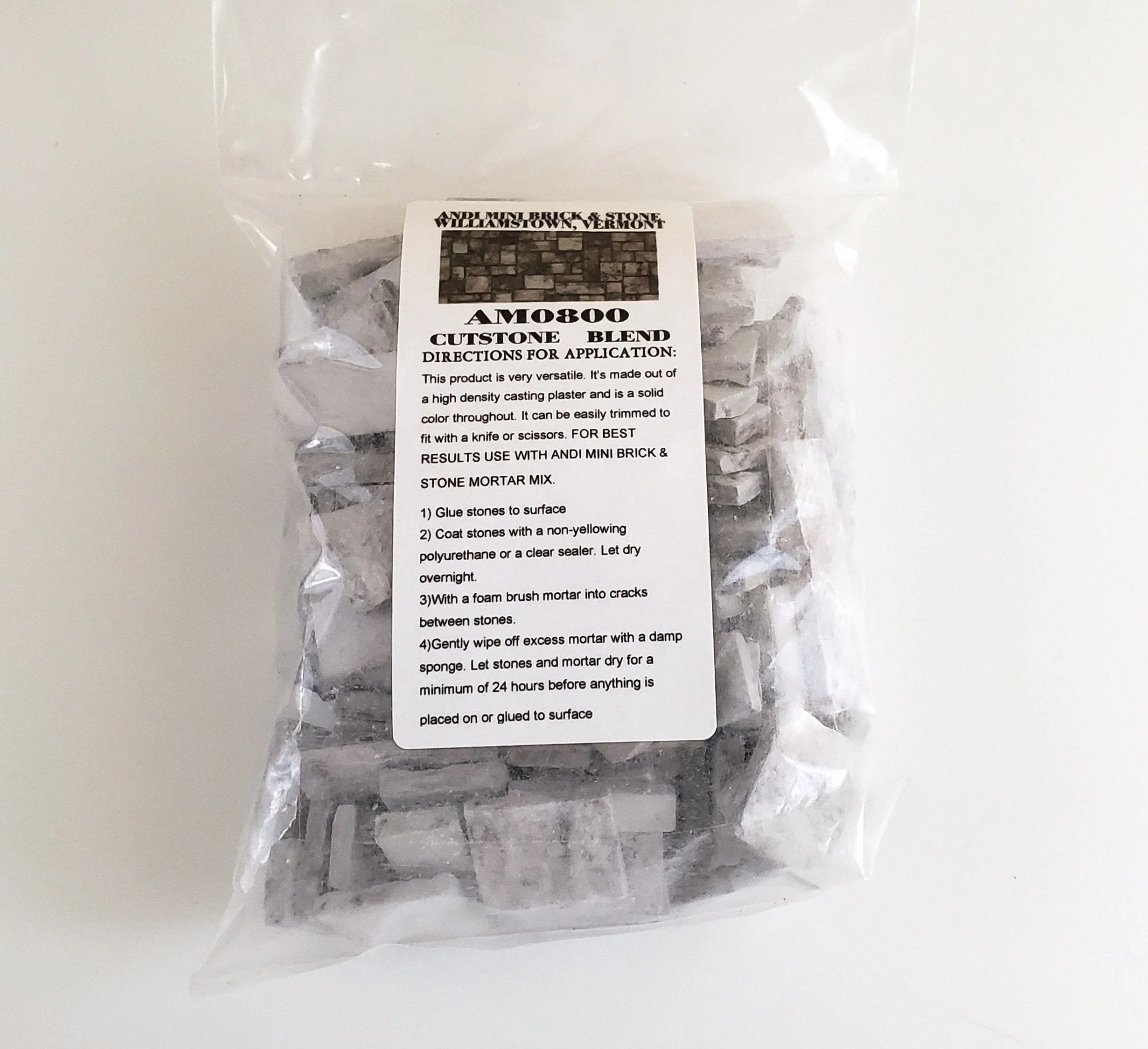 Dollhouse Miniature Cut Stone Gray Blend by Andi Mini Brick & Stone 1:12 Scale 72 sq in AM0800