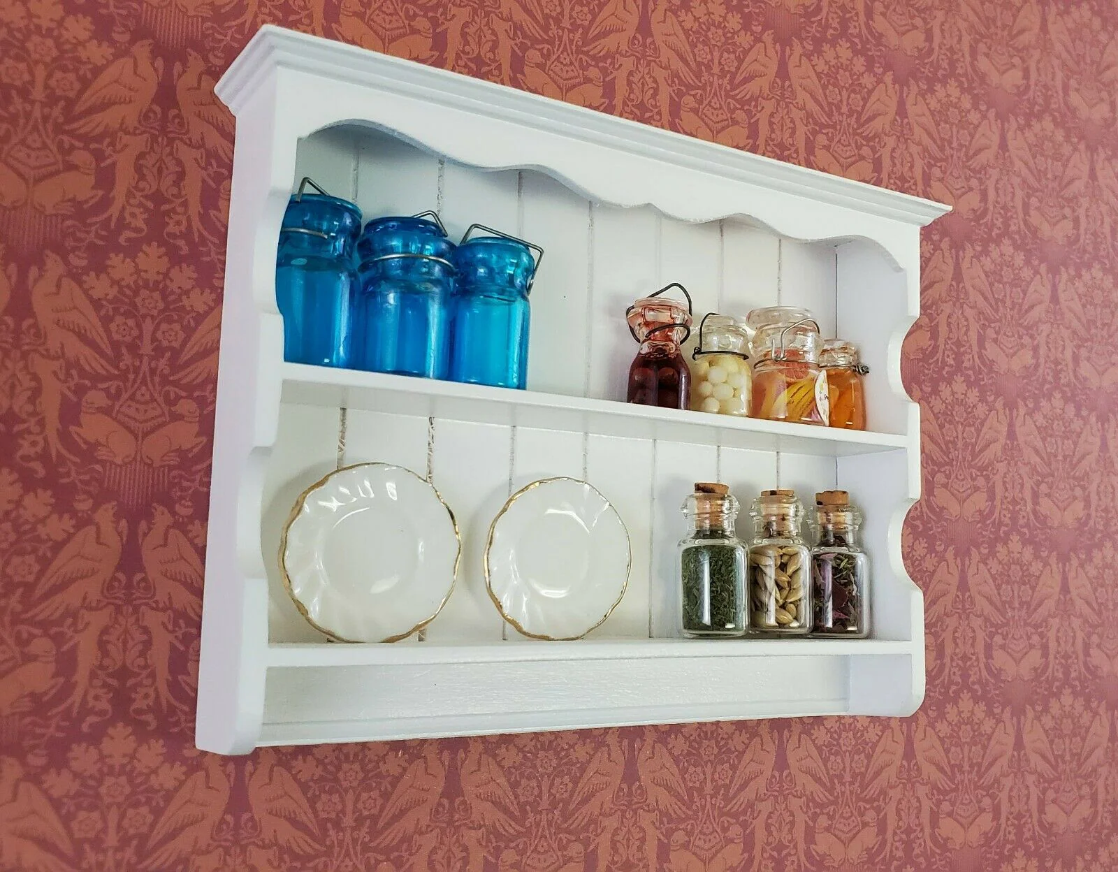 Dollhouse Miniature Display Shelf Large Hanging 1:12 Scale Furniture White Wood - Image 4