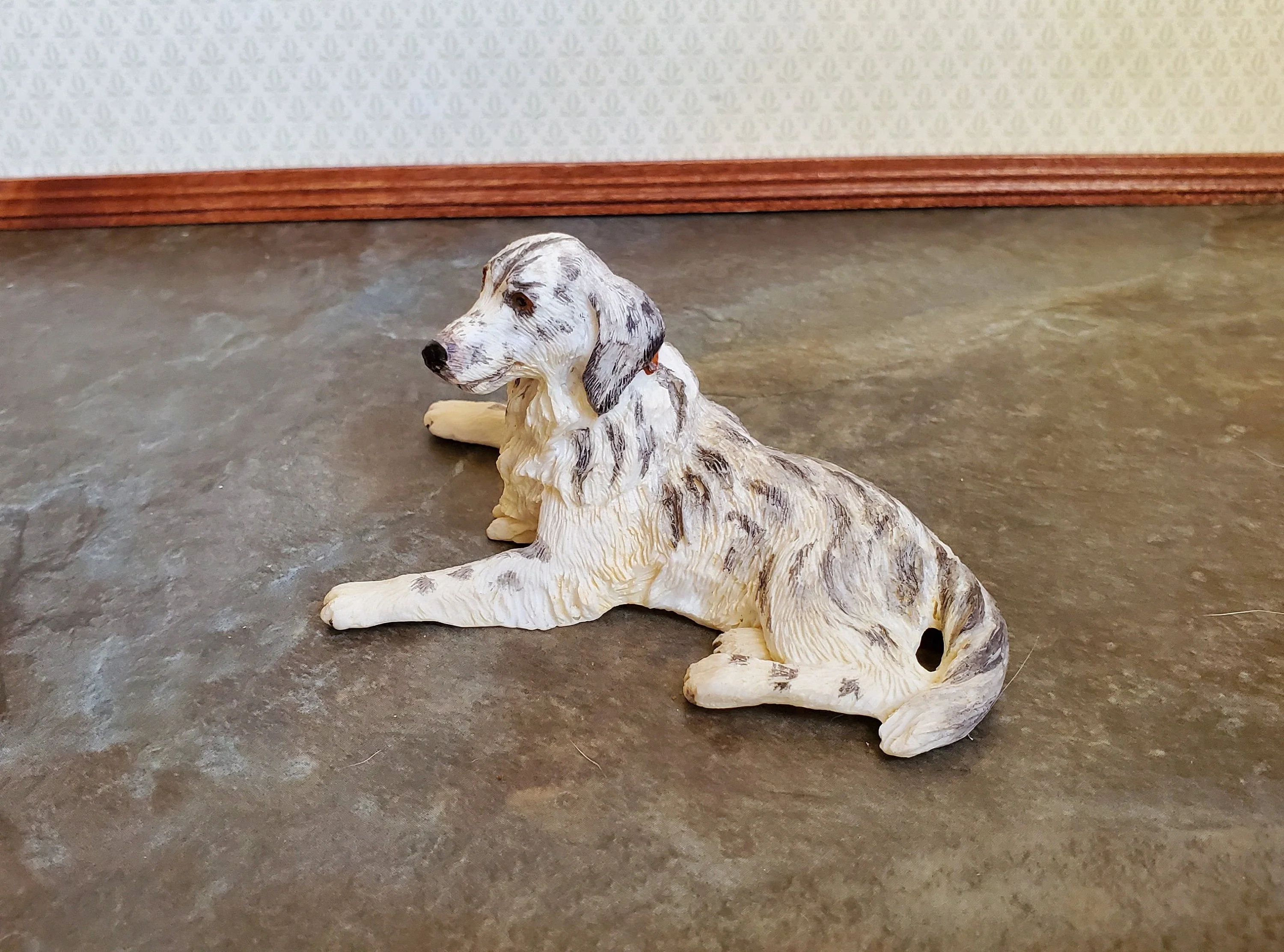 Dollhouse Miniature Dog English Setter Black & White 1:12 Scale Pet Animal - Image 2