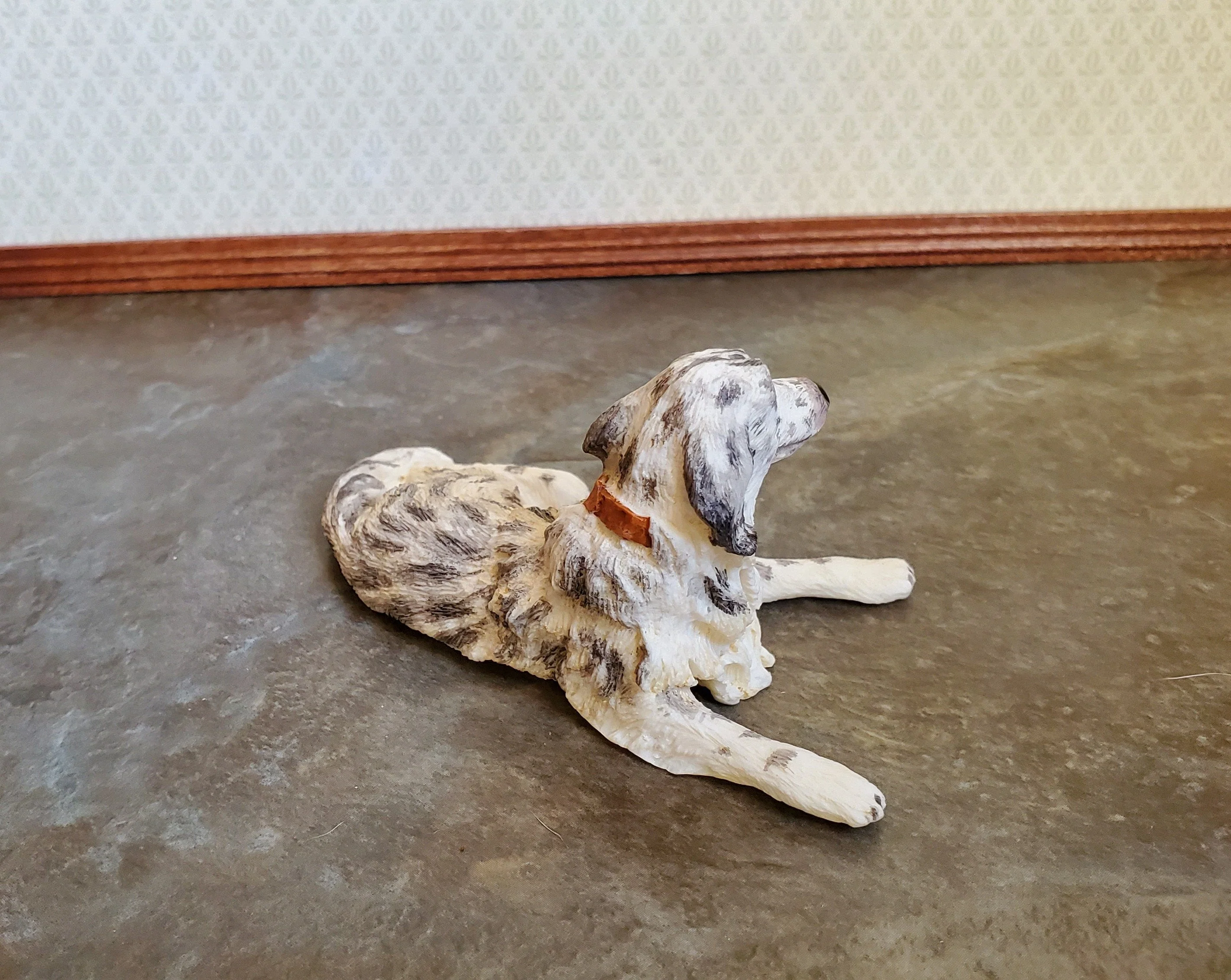 Dollhouse Miniature Dog English Setter Black & White 1:12 Scale Pet Animal - Image 3