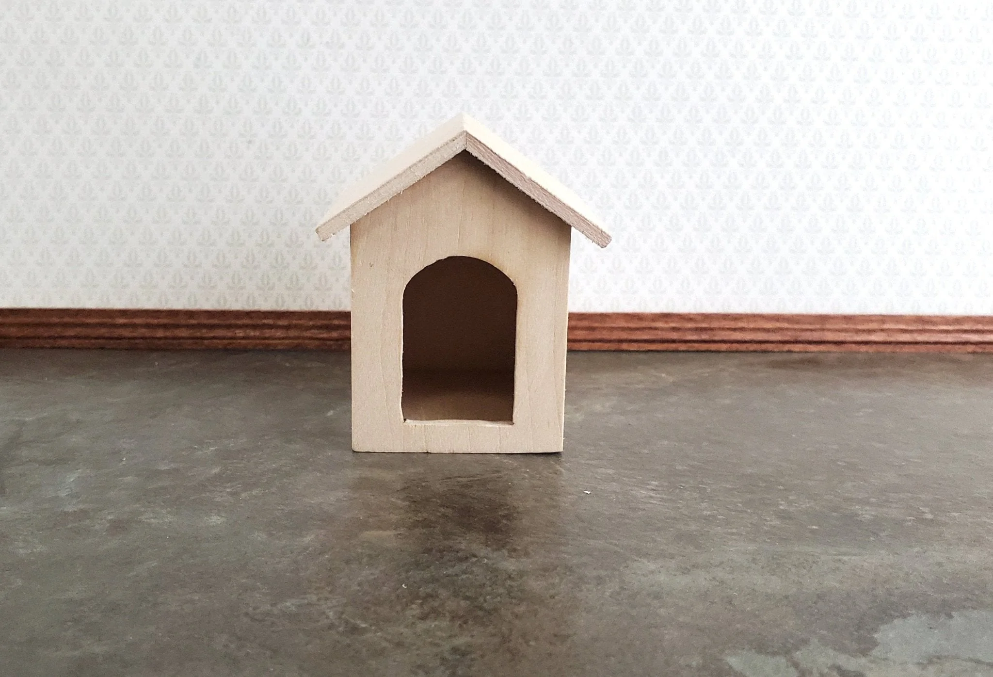 Dollhouse Miniature Dog House Kennel Small Unpainted Wood 1:12 Scale - Image 2