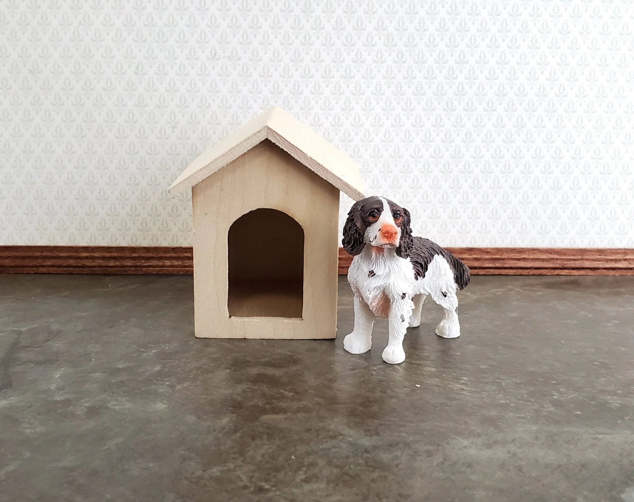 Dollhouse Miniature Dog House Kennel Small Unpainted Wood 1:12 Scale - Image 5