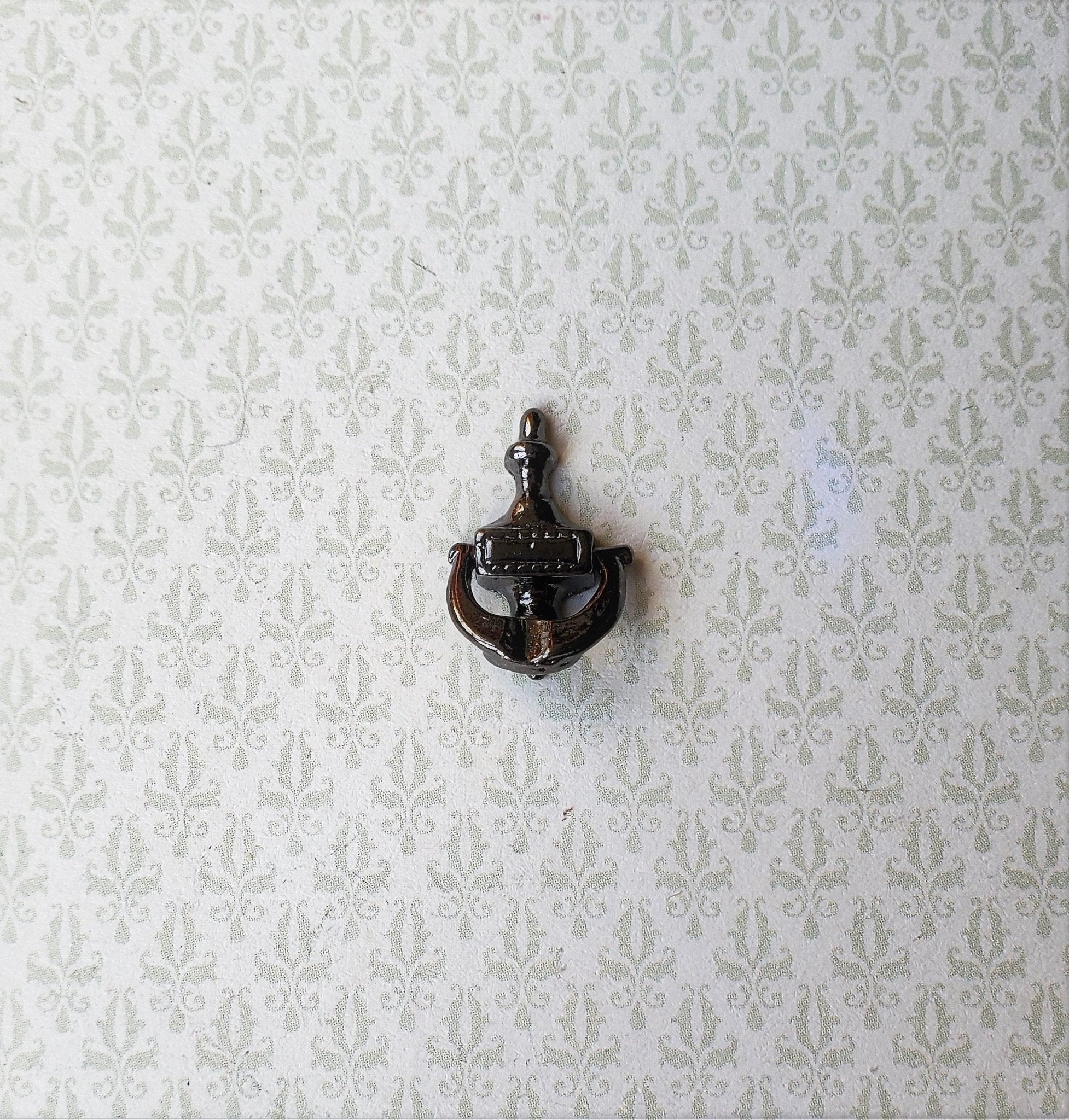 Dollhouse Miniature Door Knocker Classic Style Dark Bronze 1:12 Scale 18 mm - Image 2