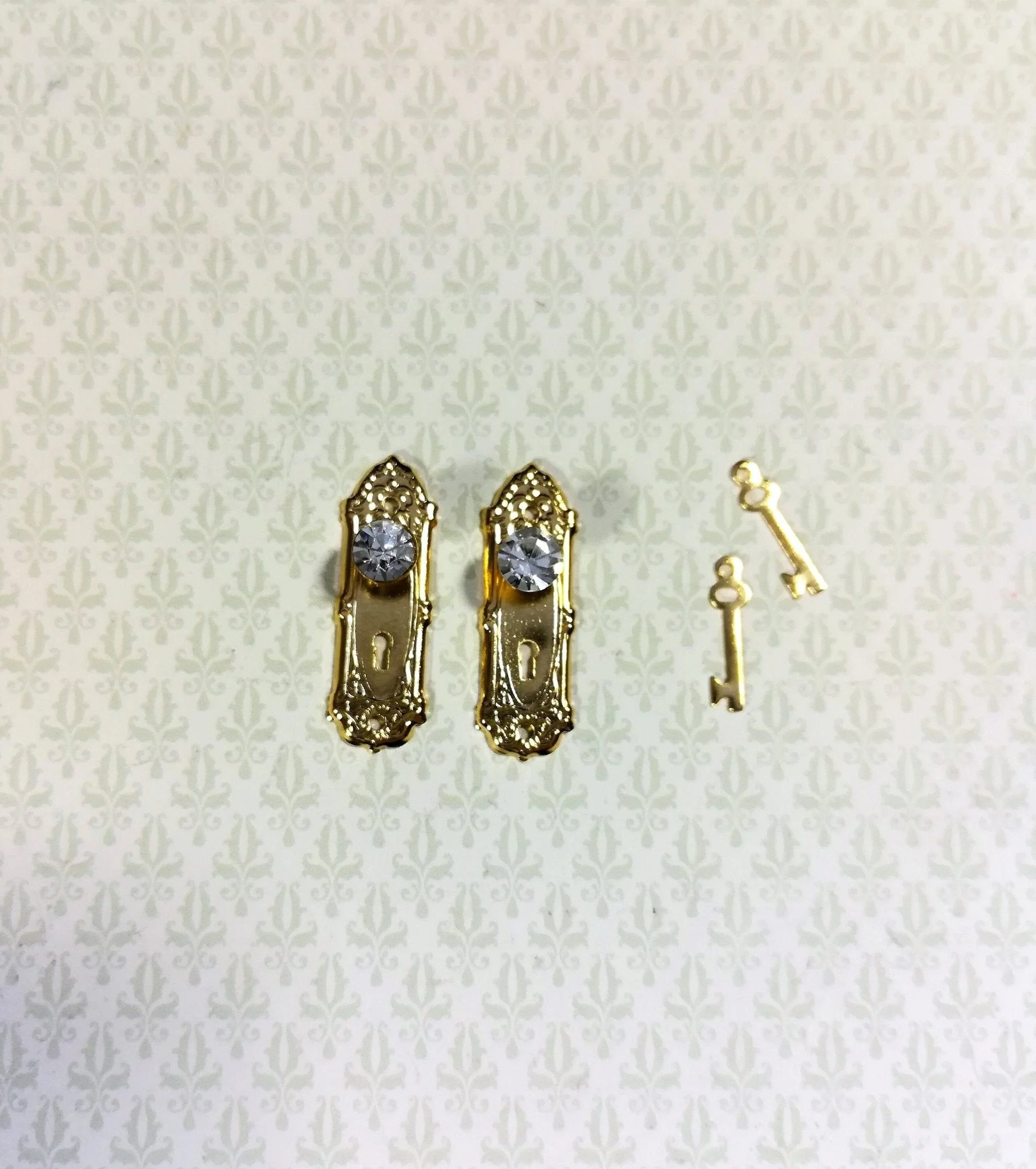 Dollhouse Miniature Doorknobs Gold Fancy Crystal Knobs Metal 1:12 Scale CLA05687 - Image 4