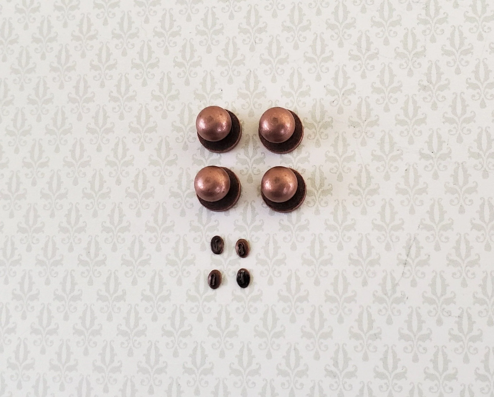 Dollhouse Miniature Doorknobs Round Bronze Metal with Keyhole 1:12 Scale 2 Sets